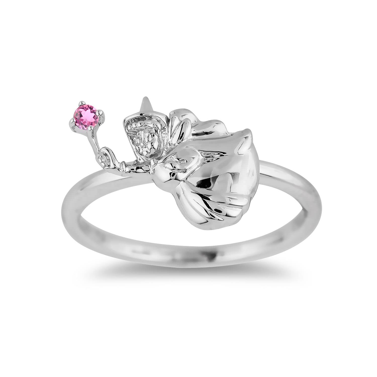 Enchanted Disney Aurora Flora Fairy Ring - Sterling Silver with Pink Tourmaline | Princess Inspired Jewelry for Women | Perfect for Disney Fans, Gifts & Special Occasions