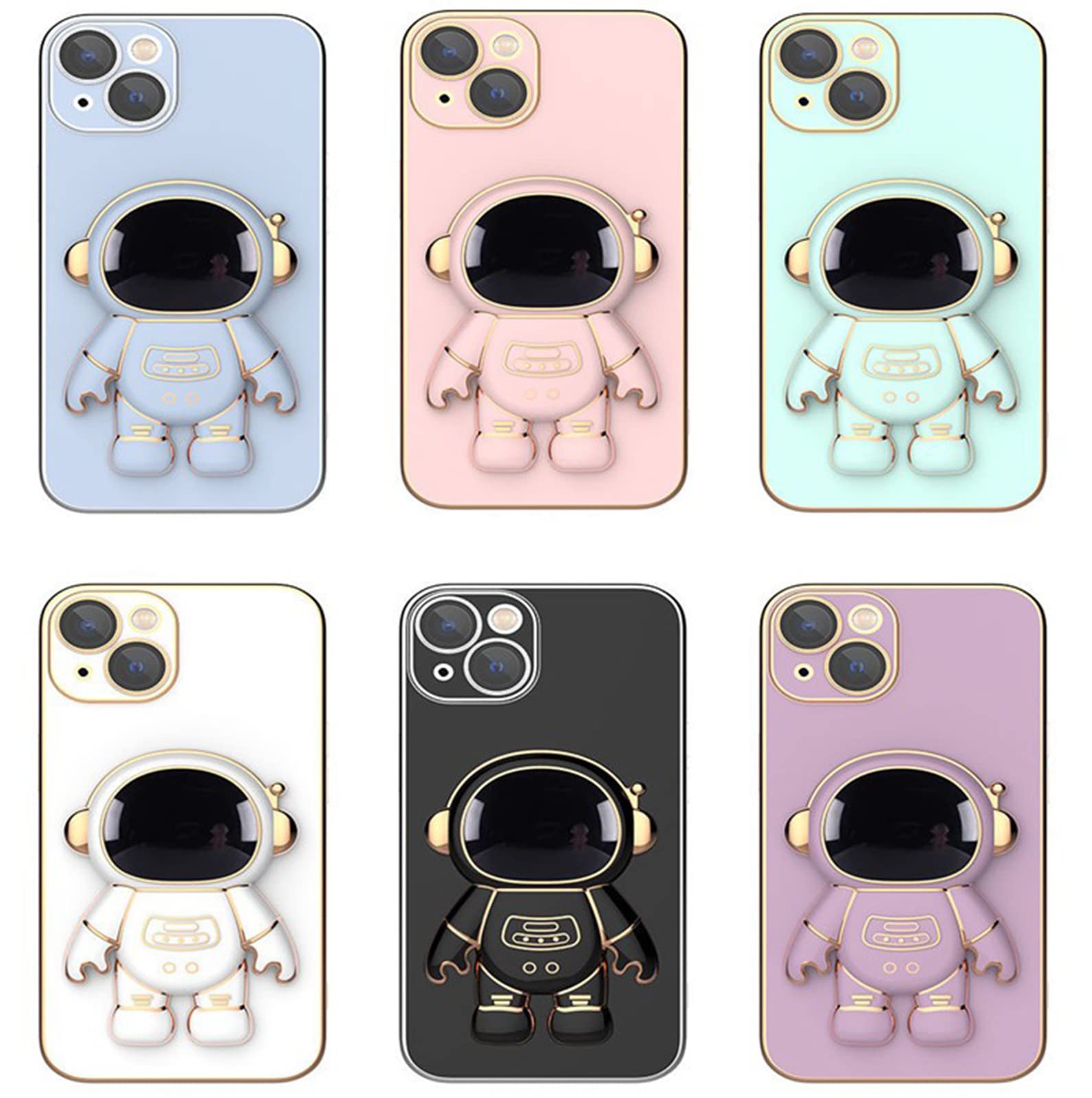 Astronaut Themed 6D Plating Phone Case with Stand - Compatible with iPhone 11/12/13 Pro Max, Green Space Design for iPhone 12 Pro - Perfect for Space Enthusiasts & Everyday Protection