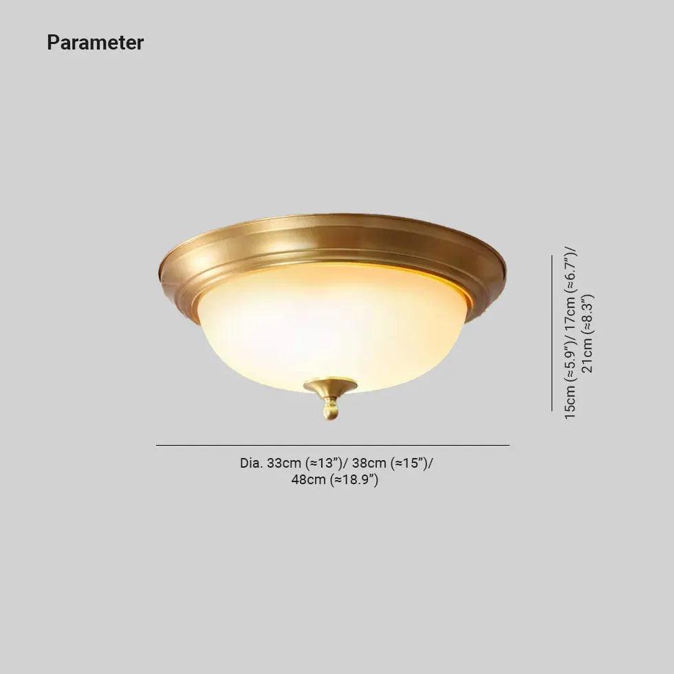 Vintage Gold Flush Mount Ceiling Light - Retro Bowl Shaped Fixture for Living Room, Bedroom & Dining Room Lighting