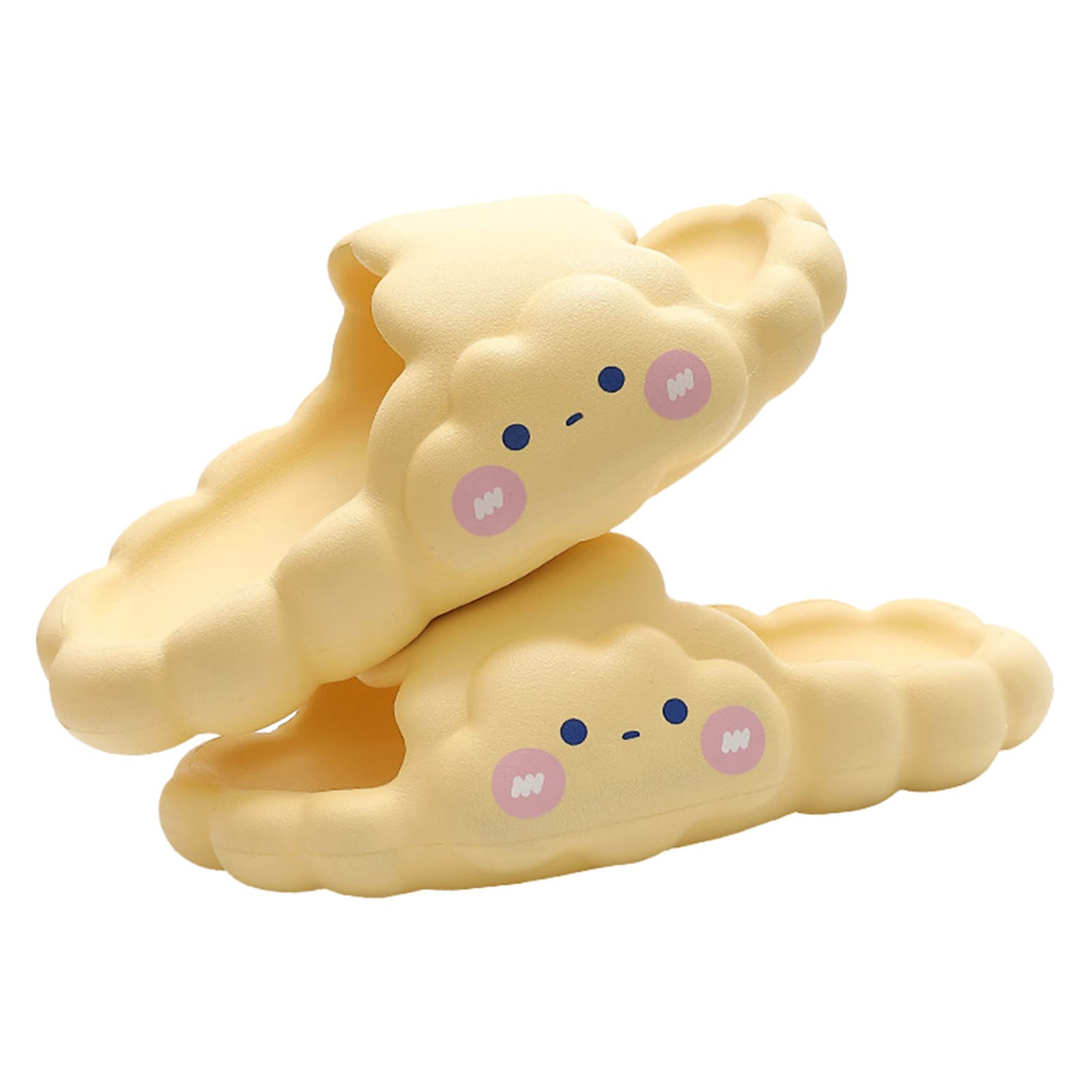 **3D Cloud Slides for Kids - Non-Slip Baby Sandals for Boys & Girls | Cute Summer Slippers | Comfortable Sleepers (Yellow, Size 17) - Perfect for Beach, Pool & Indoor Play**