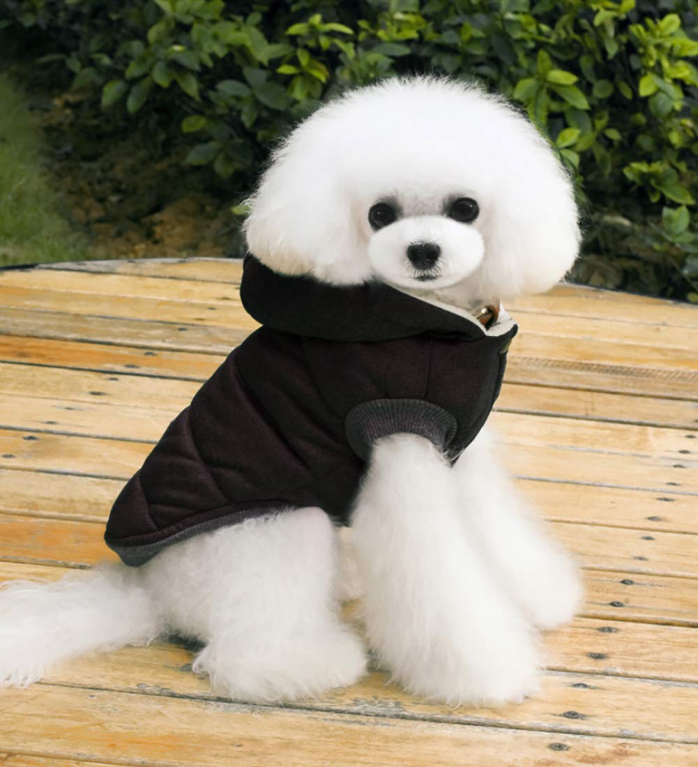 Warm Winter Dog Coat - Insulated Hoodie for Small & Medium Dogs & Cats | Cold Weather Pet Apparel | Cozy Jacket for Outdoor Walks & Indoor Comfort (M, Black)