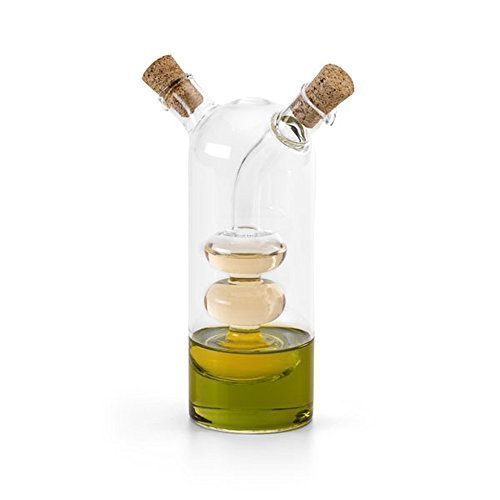 Premium Olive Oil and Vinegar Glass Cruet Dispenser with Gift Funnel - 230ml Bottle Pourer for Kitchen, Dining & Gourmet Cooking