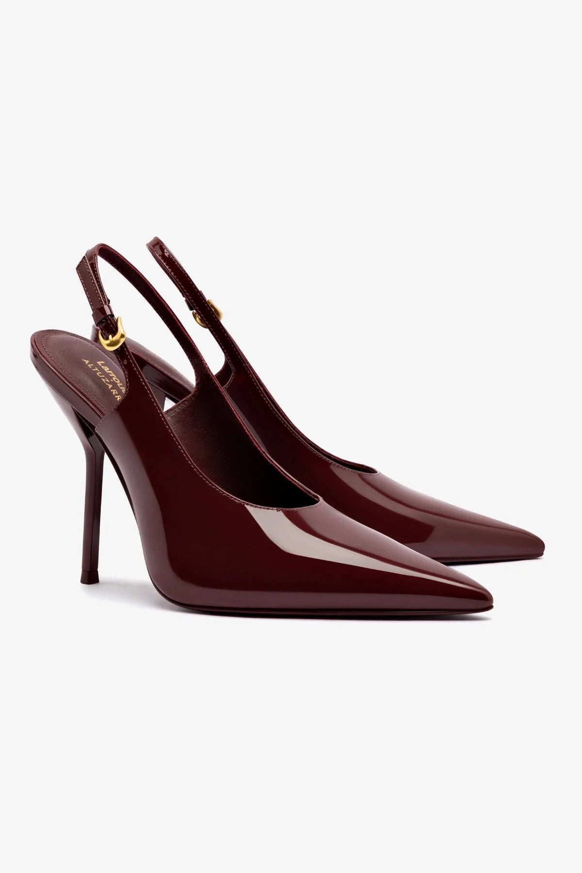 Larroudé x Altuzarra Burgundy Patent Leather Pumps - Elegant High Heel Shoes for Women, Perfect for Weddings, Parties & Office Wear
