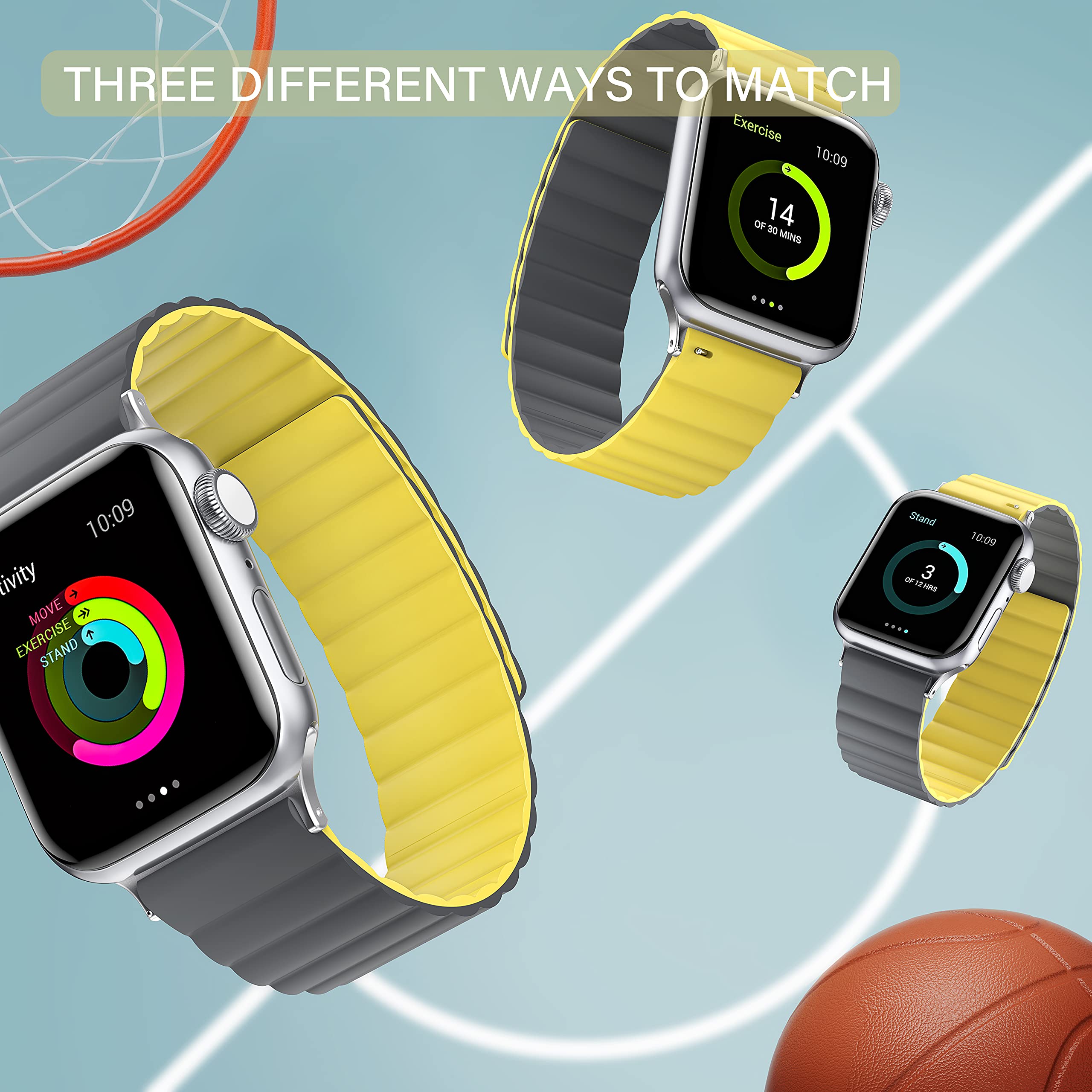 Premium Magnetic Apple Watch Bands Compatible with iWatch Series SE/6/5/4/3/2/1 38mm/40mm/42mm/44mm - Soft Silicone Adjustable Strap for Women & Men - Perfect for Workouts, Running, Swimming & Everyday Wear