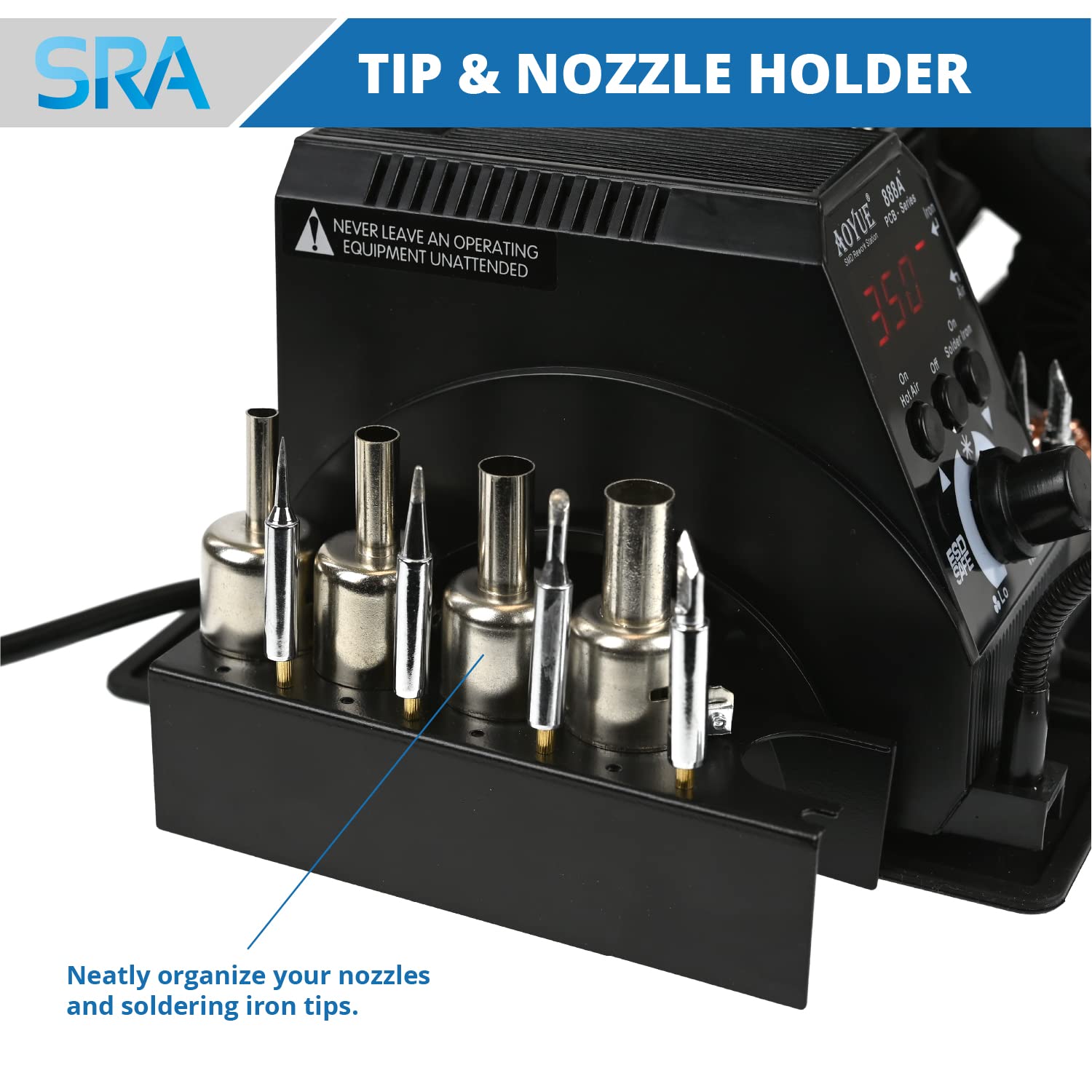 Aoyue 888+ 2-in-1 Hot Air Rework Station & Soldering Iron Kit for PCB Repair - Includes Soldering Mat, Helping Hands, Solder Wire, Brass Coil, Desoldering Pump, Nozzles & ESD Wrist Strap - Perfect for Electronics Repair, DIY Projects & Circuit Board Maintenance