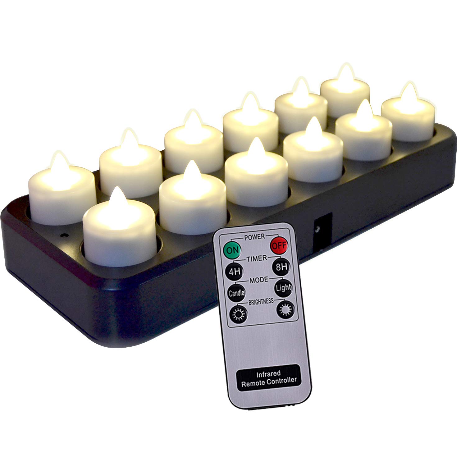 Rechargeable LED Flameless Tealight Candles - Set of 12, Bright White with Timer & Remote Control - Perfect for Weddings, Home Decor, and Romantic Ambiance