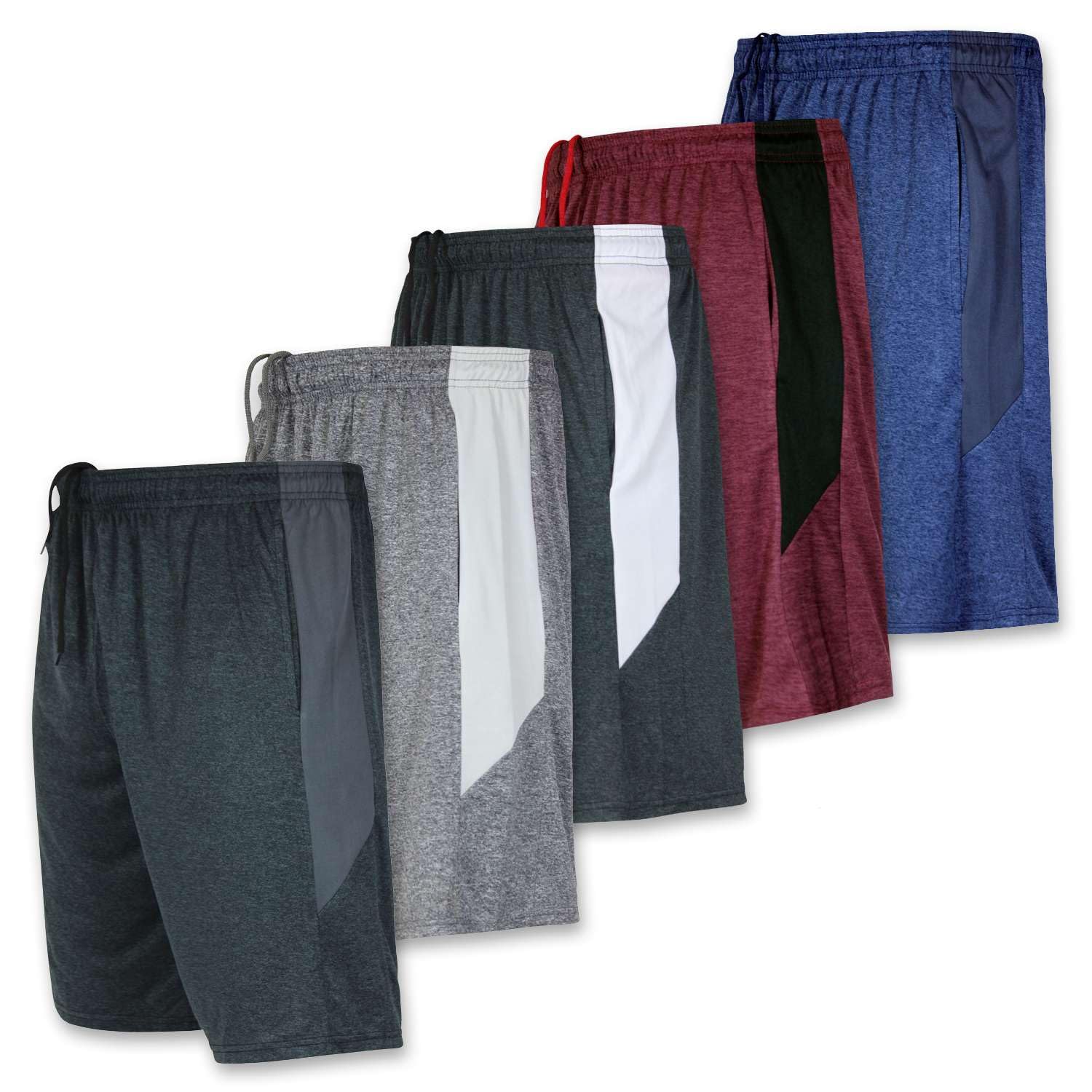 5 Pack Men's Quick Dry Athletic Shorts - Breathable Workout Running Gym Shorts with Pockets for Sports & Casual Wear | Bulk Pack for Active Lifestyle