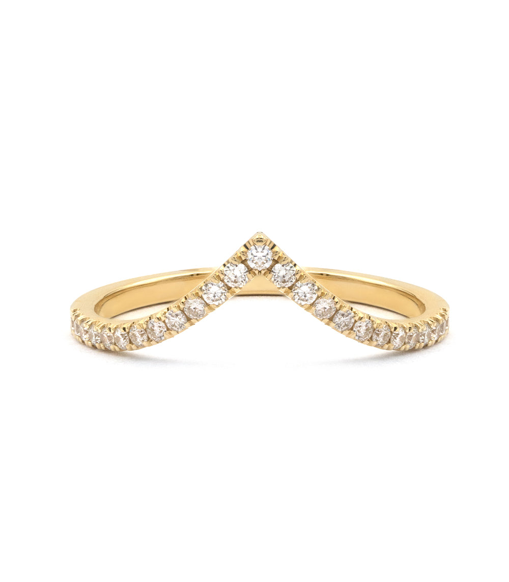 14K Gold Large Chevron Diamond Wedding Band - Stackable Ring for Women, Perfect for Bridal Sets, Anniversary Gifts & Everyday Elegance