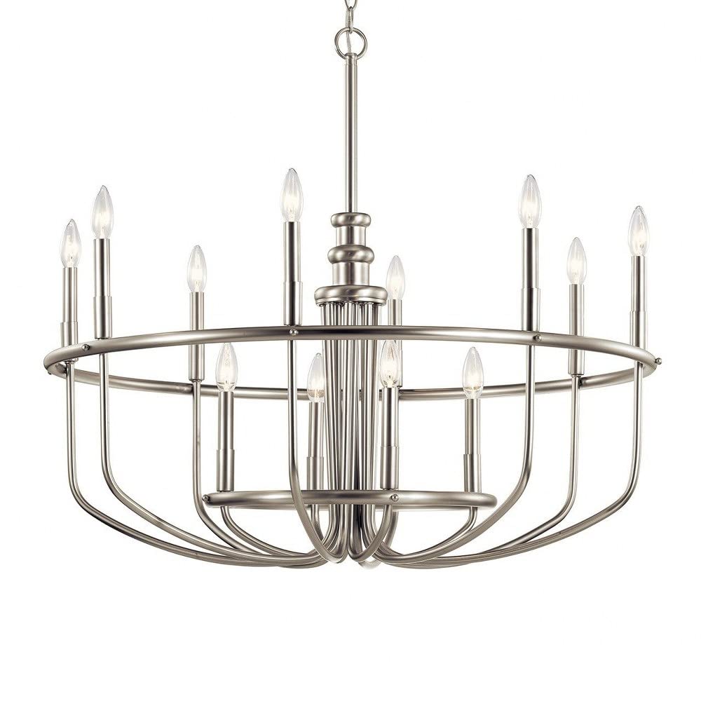 12-Light Modern Minimalist Chandelier - Brushed Nickel Finish - Contemporary Ceiling Light Fixture for Dining Room, Living Room & Bedroom