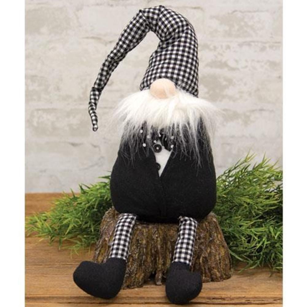 Black and White Buffalo Check Tuxedo Gnome - Christmas Garden Decor for Outdoor and Indoor Holiday Decoration