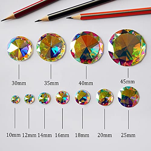 Sparkling DS-133054 2003TH Crystal AB Flatback Rhinestones - 10mm Round Sew-On Strass Stones with 2 Holes for Garment, Jewelry & Decor (20pcs) | Perfect for Costumes, Bridal Wear & DIY Craft Projects