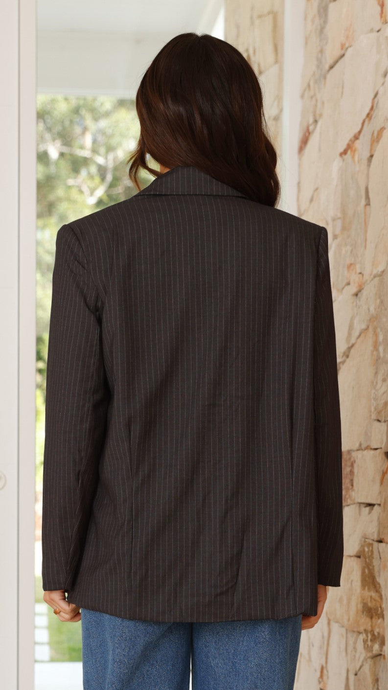 Hadrian Blazer for Men - Charcoal Pinstripe Slim Fit Business Suit Jacket | Formal Office Wear & Wedding Attire