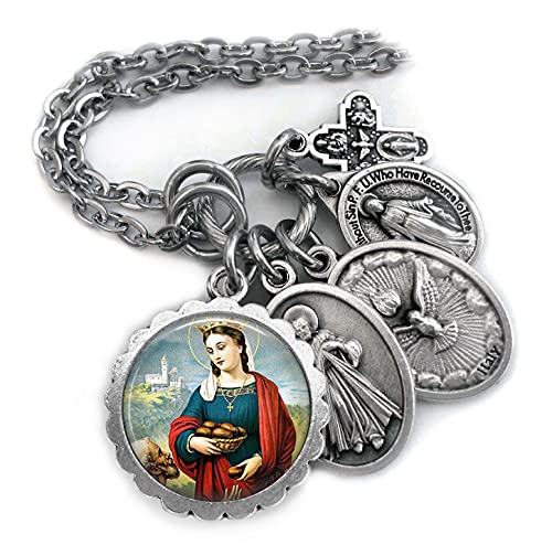 St. Elizabeth of Hungary Necklace, Keychain or Clip - Patron Saint Jewelry for Women, Confirmation Gift, Catholic Religious Pendant - Perfect for Daily Wear, Church & Special Occasions