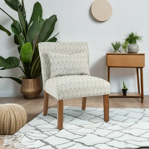 HomePop Parker Accent Chair with Pillow - Textured Gray Upholstered Living Room Chair for Small Spaces, Apartment Decor & Cozy Reading Nook