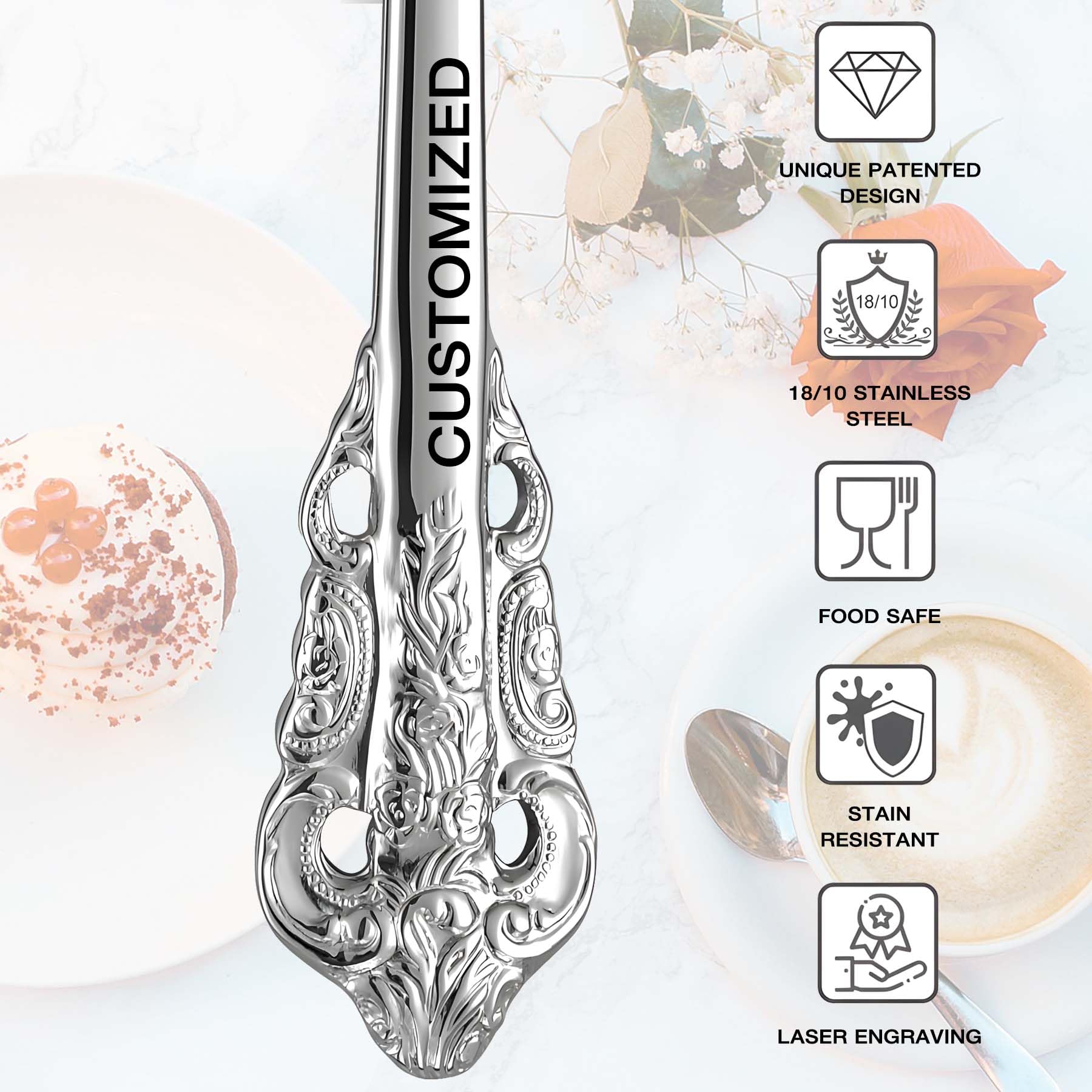 Personalized Luxury Dinner Forks - Custom Engraved Wedding Flatware for Parties & Gifts