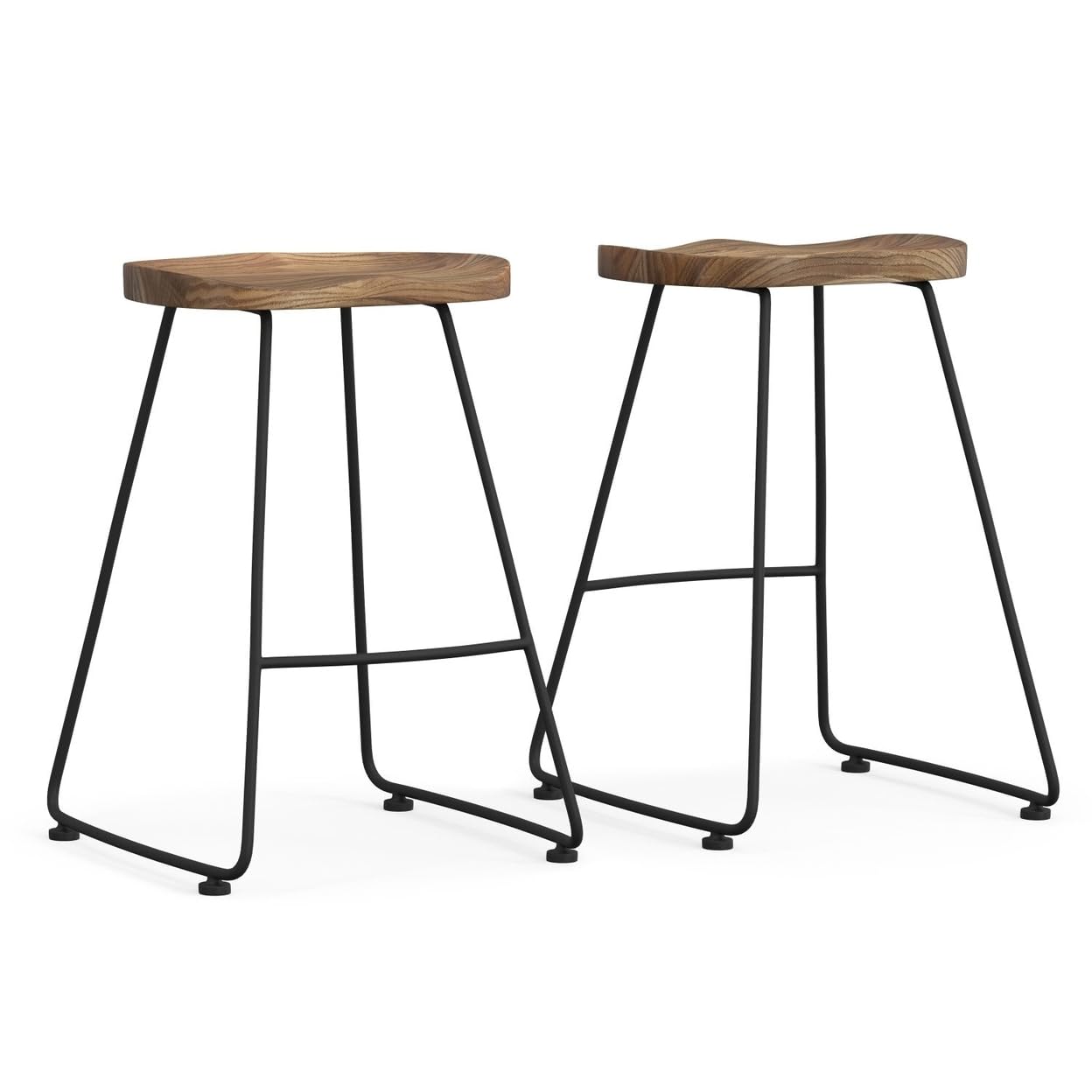 SIMPLIHOME Amberly Rustic Metal 24 Inch Counter Height Bar Stools (Set of 2) - Natural/Black Finish - Perfect for Kitchen Island, Breakfast Nook & Dining Room Decor