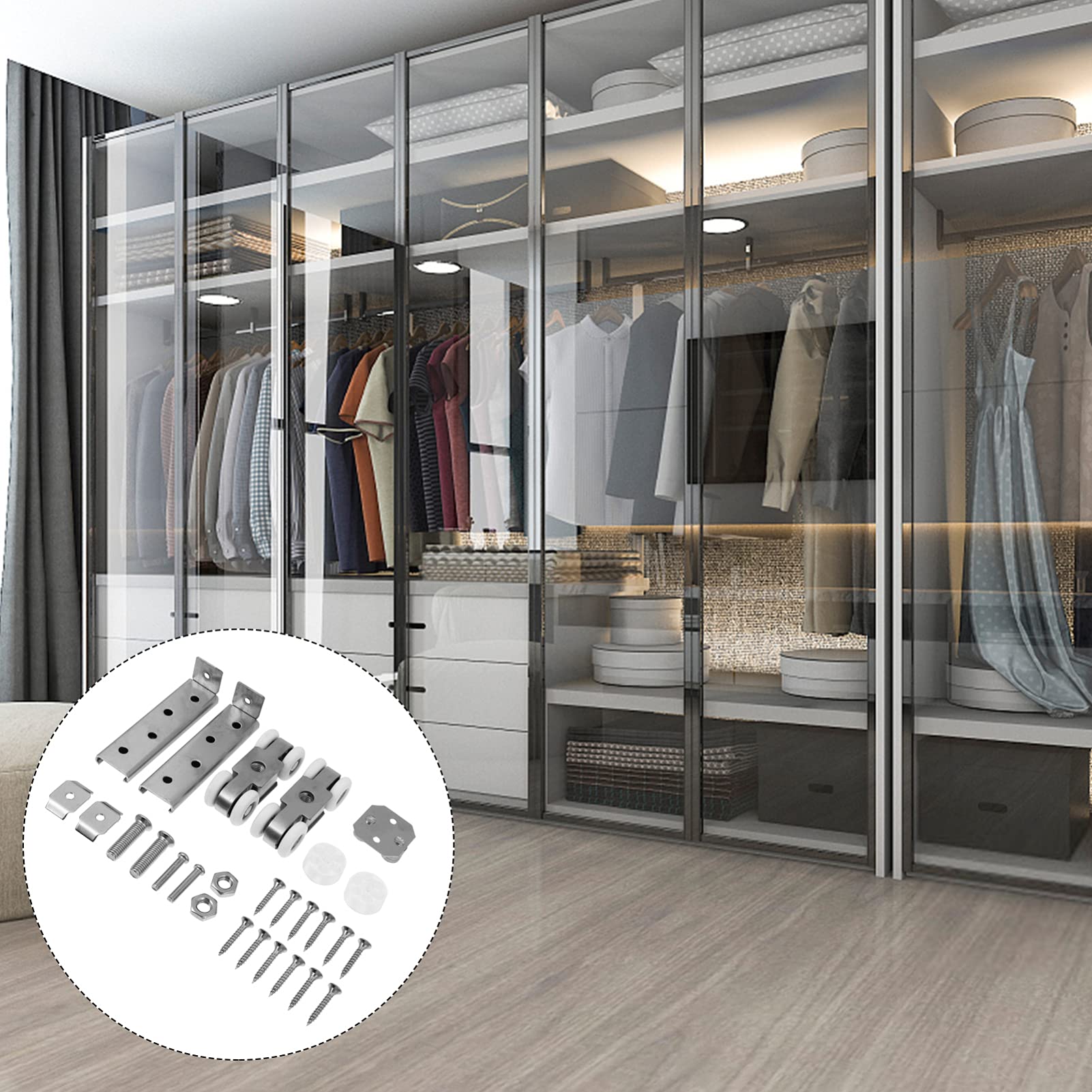 UKCOCO Sliding Door Pulley Set - Stainless Steel Roller Wheels for Toilet, Wardrobe & Barn Doors