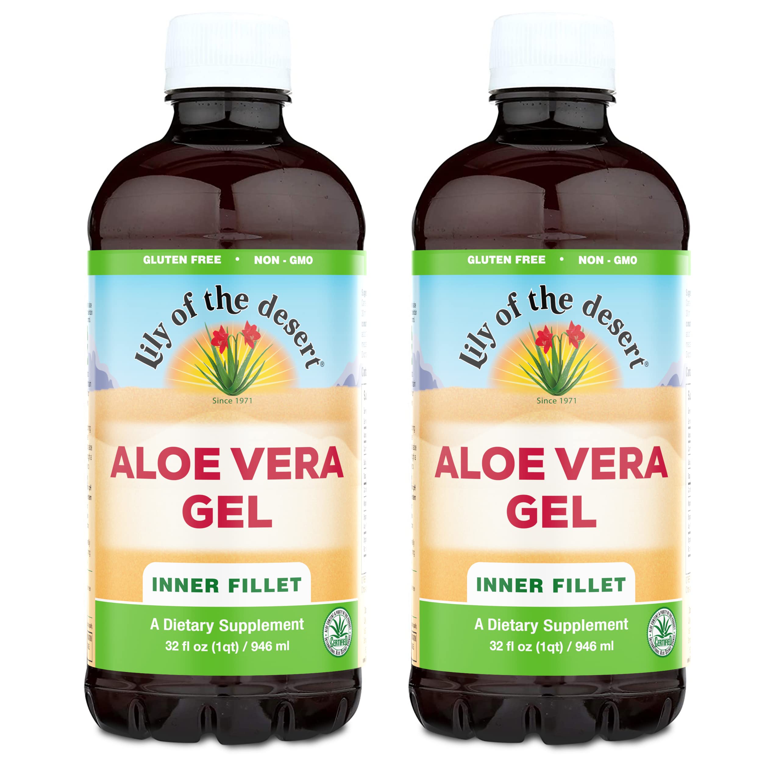 Organic Aloe Vera Gel Drink - 32 Fl Oz (Pack of 2) | Inner Fillet, Thicker Consistency for Gut Health & Digestion | Natural Vitamins & Enzymes for Stomach Relief, Wellness & Glowing Skin | Perfect for Daily Hydration, Detox & Skin Care Routine