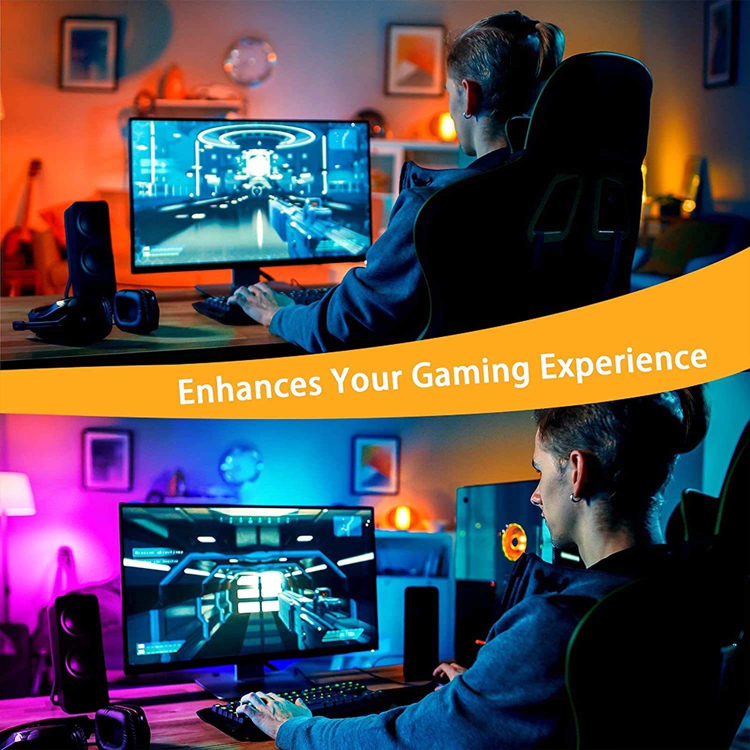 Nexlux 14.7ft LED TV Backlight Strip for 32-70 Inch TVs - Smart App Controlled RGB Gaming Lights with Easy Installation | Perfect for Home Theater, Gaming Setup & Ambient Lighting