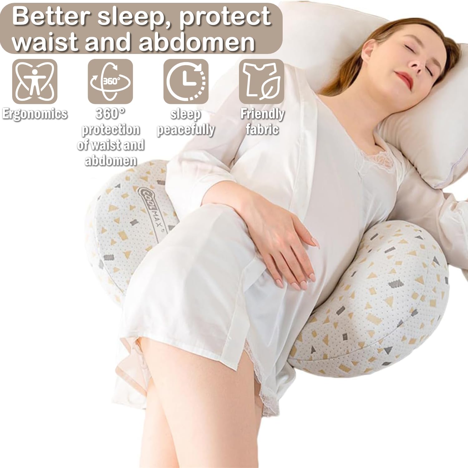 Oskeray Pregnancy Pillow for Sleeping - Maternity Body Pillow with Detachable Cover, Hip Back Leg Support for Pregnant Women - Perfect for Side Sleeping, Nursing & Comfort During Pregnancy
