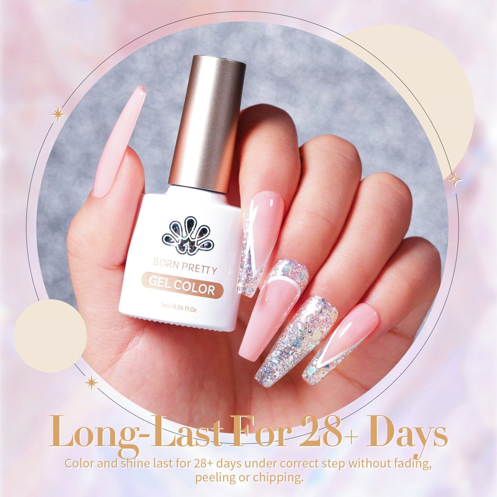 6 Colors Glitter Flakes Nail Gel Polish Set - 7ml Long Lasting UV LED Soak Off Gel for Nail Art, Manicure & Pedicure - Perfect for Parties, Weddings & Special Occasions