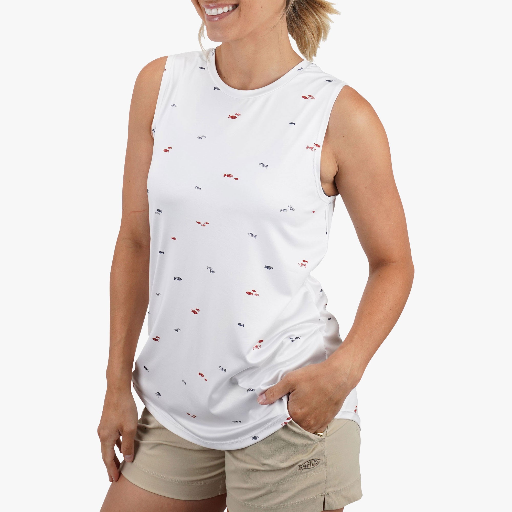 Women's UVX Sun Protection Tank Top - UPF 50+ Quick-Dry White Beachwear for Swimming, Surfing & Outdoor Activities