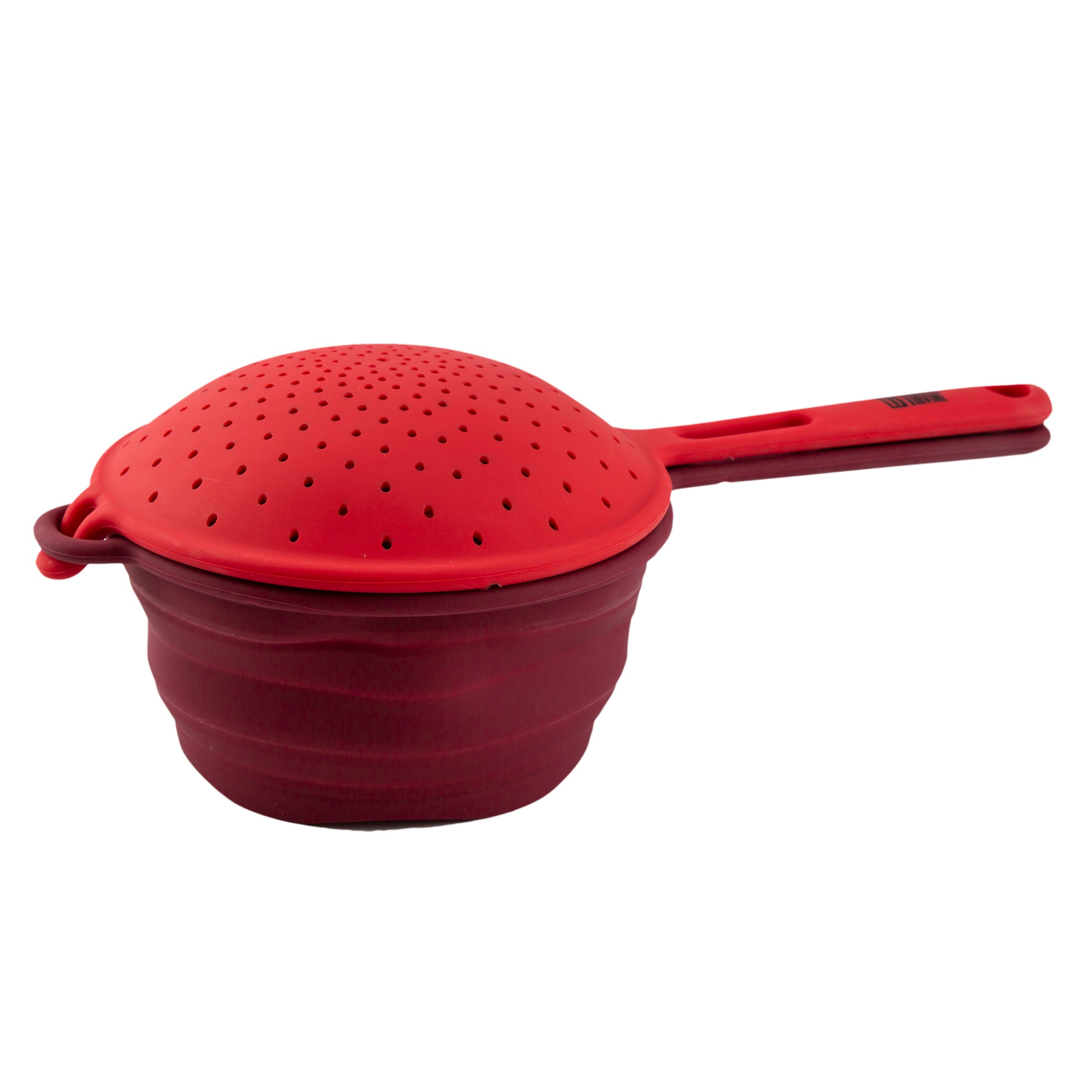 Premium Robert Irvine 2-Piece Silicone Colander Set - Durable, Heat-Resistant & BPA-Free Kitchen Strainers - Perfect for Pasta, Salad, Vegetables & Fruit Washing (Red)
