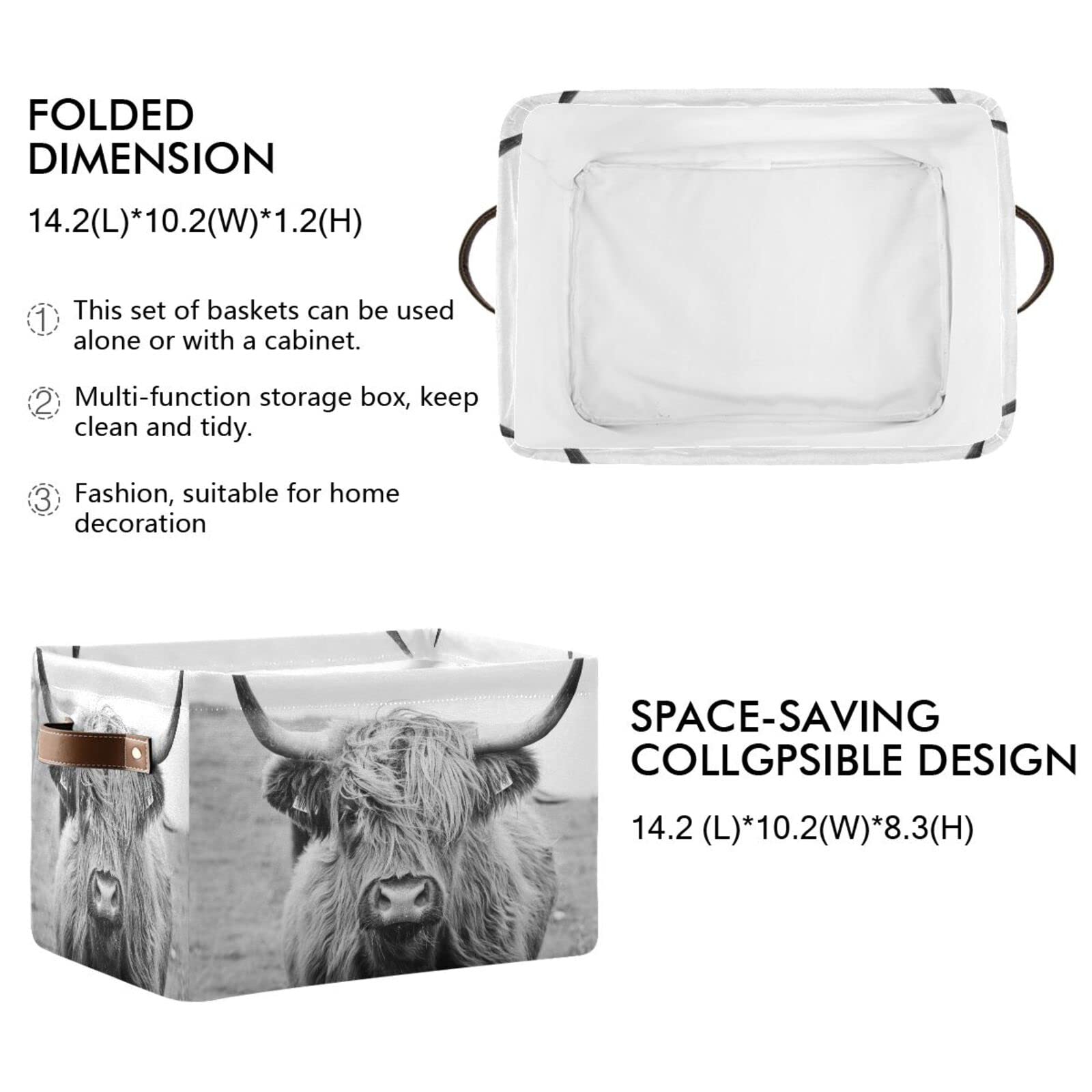 Foldable Storage Basket with Handles - Home & Office Organizer for Clothes & Toys