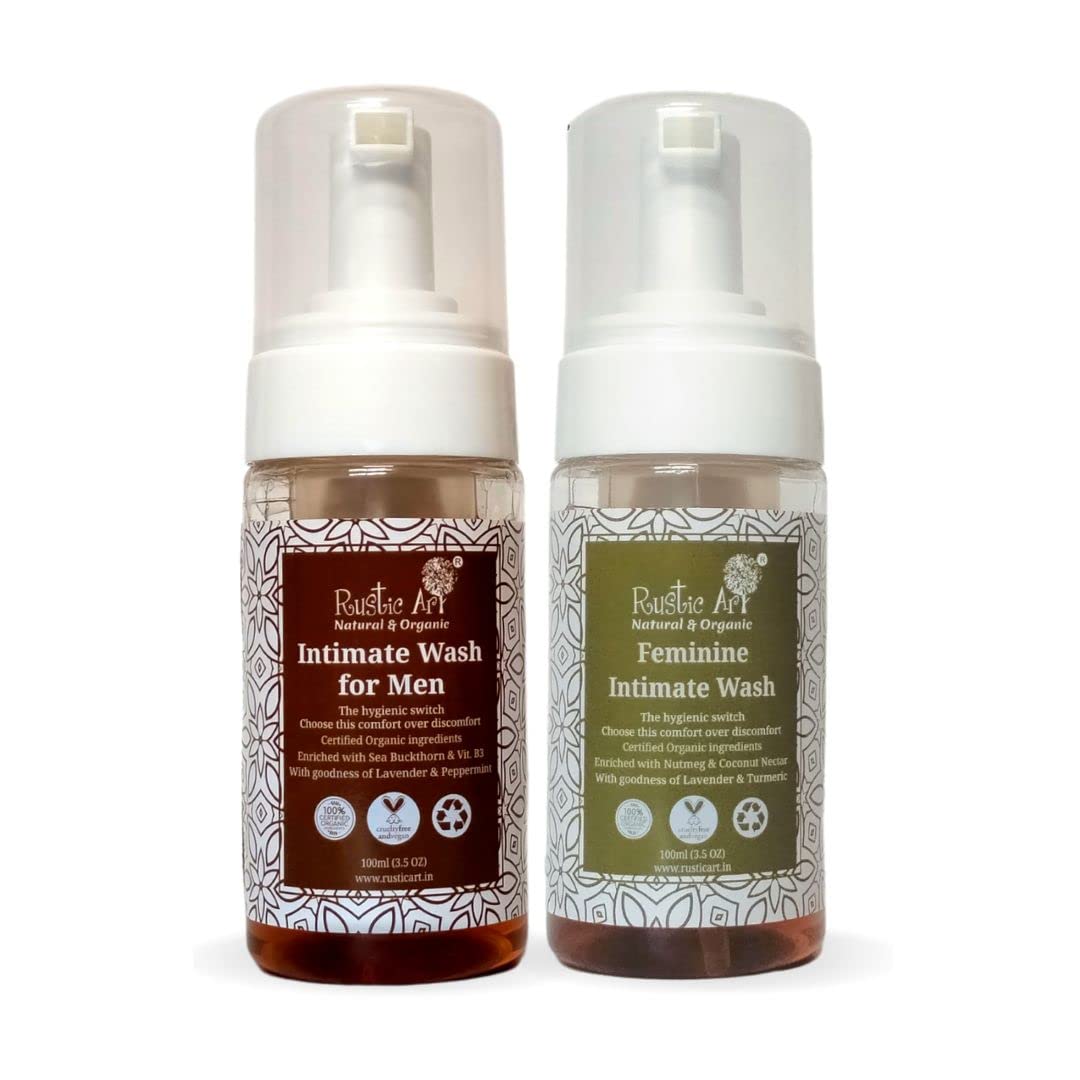 Organic Feminine Intimate Wash & Men's Intimate Cleanser Combo Pack - pH Balanced, Natural & Gentle for Daily Hygiene | Perfect for Sensitive Skin Care & Post-Workout Refreshment