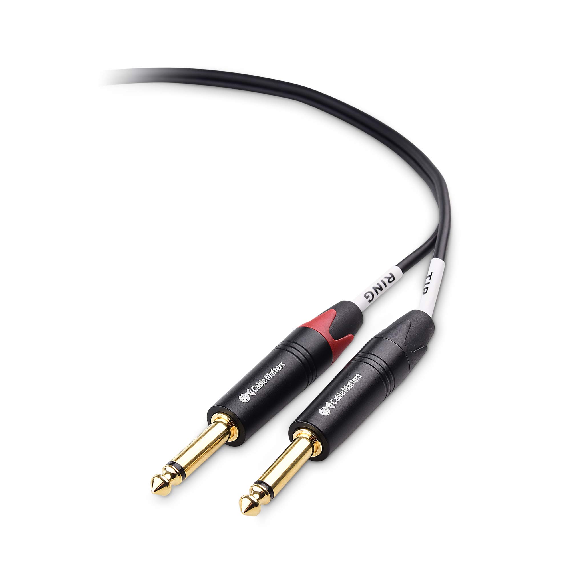 Cable Matters 3.5mm to Dual 1/4 Inch TRS to TS Stereo Breakout Cable - 10ft Y Splitter Audio Cable for Guitar, Keyboard, Mixer & Studio Equipment
