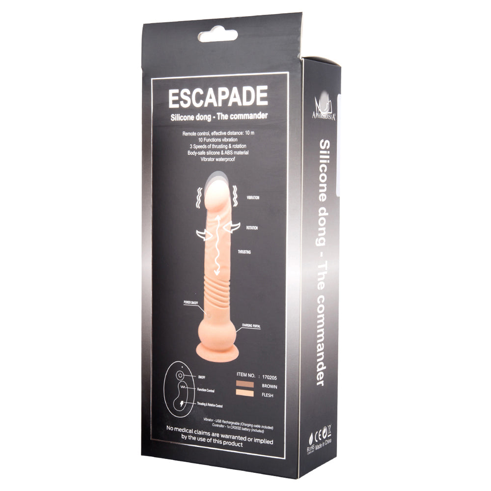 Escapade Commander 7 Inch Thrusting Rotating Silicone Dildo - Powerful Dual Motion Adult Toy for Couples & Solo Play