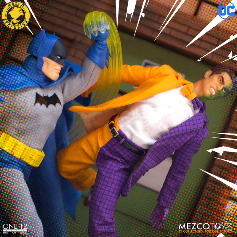 Mezco One:12 Golden Age Batman vs Two-Face Action Figure Set - Collectible DC Comics Superhero & Villain Diorama for Display & Photography