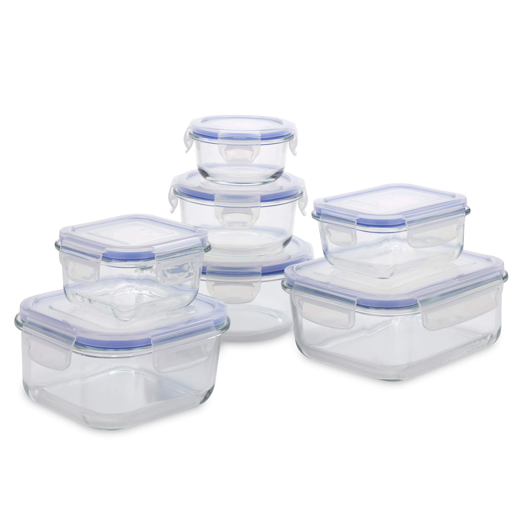 Premium Glass Food Storage Containers with Lids - 7 Pack Airtight Meal Prep Containers & Leakproof Lunch Boxes, BPA-Free Heat Resistant Glass (Up to 550°F) - Perfect for Meal Prep, Leftovers, Fridge/Freezer Storage & Microwave/ Oven Safe (14 Pieces)