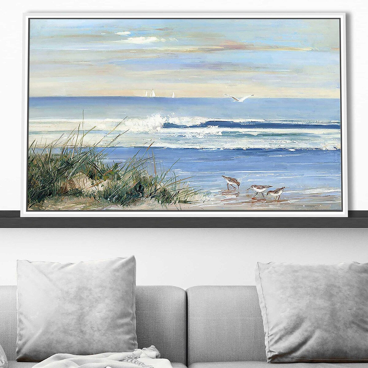Beach Combers Print on Floating Canvas Wall Art - Coastal Decor for Living Room, Bedroom & Beach House