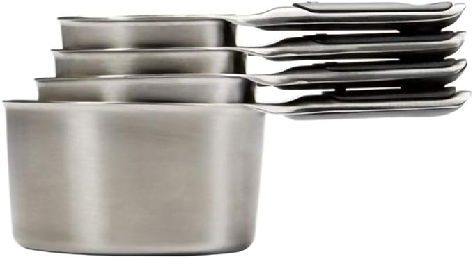 4-Piece Stainless Steel Measuring Cups Set - Durable Kitchen Measuring Tools for Baking, Cooking & Meal Prep (Nesting Design, Easy Storage)