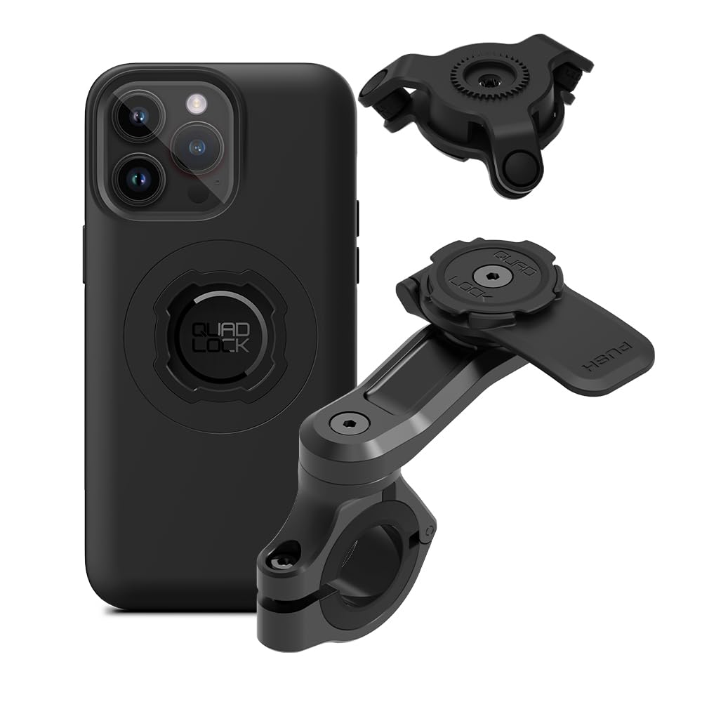 Quad Lock Motorcycle Handlebar Mount PRO Kit with Vibration Dampener - Compatible with iPhone 14 Pro Max MAG Case | Secure Phone Holder for Adventure Riding, Commuting & Off-Road Motorcycles
