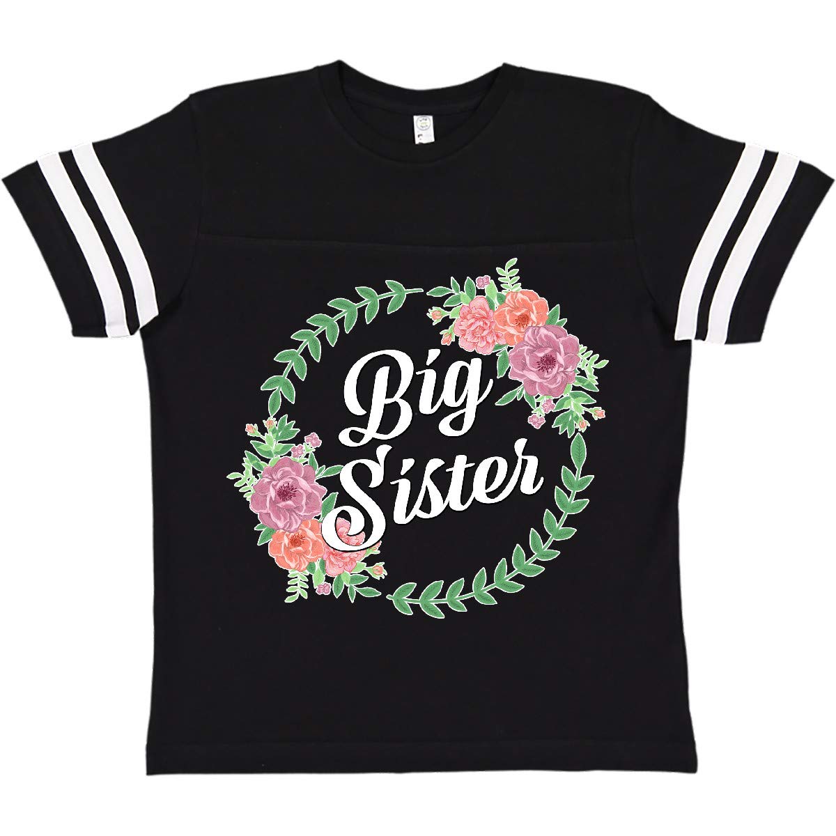 Inktastic Big Sister with Flower Circle Youth T-Shirt - Cute Floral Design for Sisters - Perfect for Sibling Matching Outfits, Birthday Gifts & Family Photos