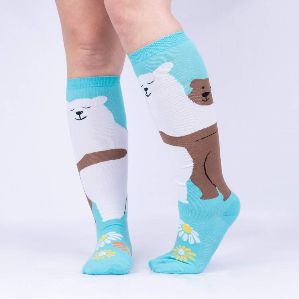 Beary Best Friends Knee High Socks - Fun Cartoon Animal Crew Socks for Women & Teens - Perfect for Cosplay, Gift Giving, and Everyday Fashion