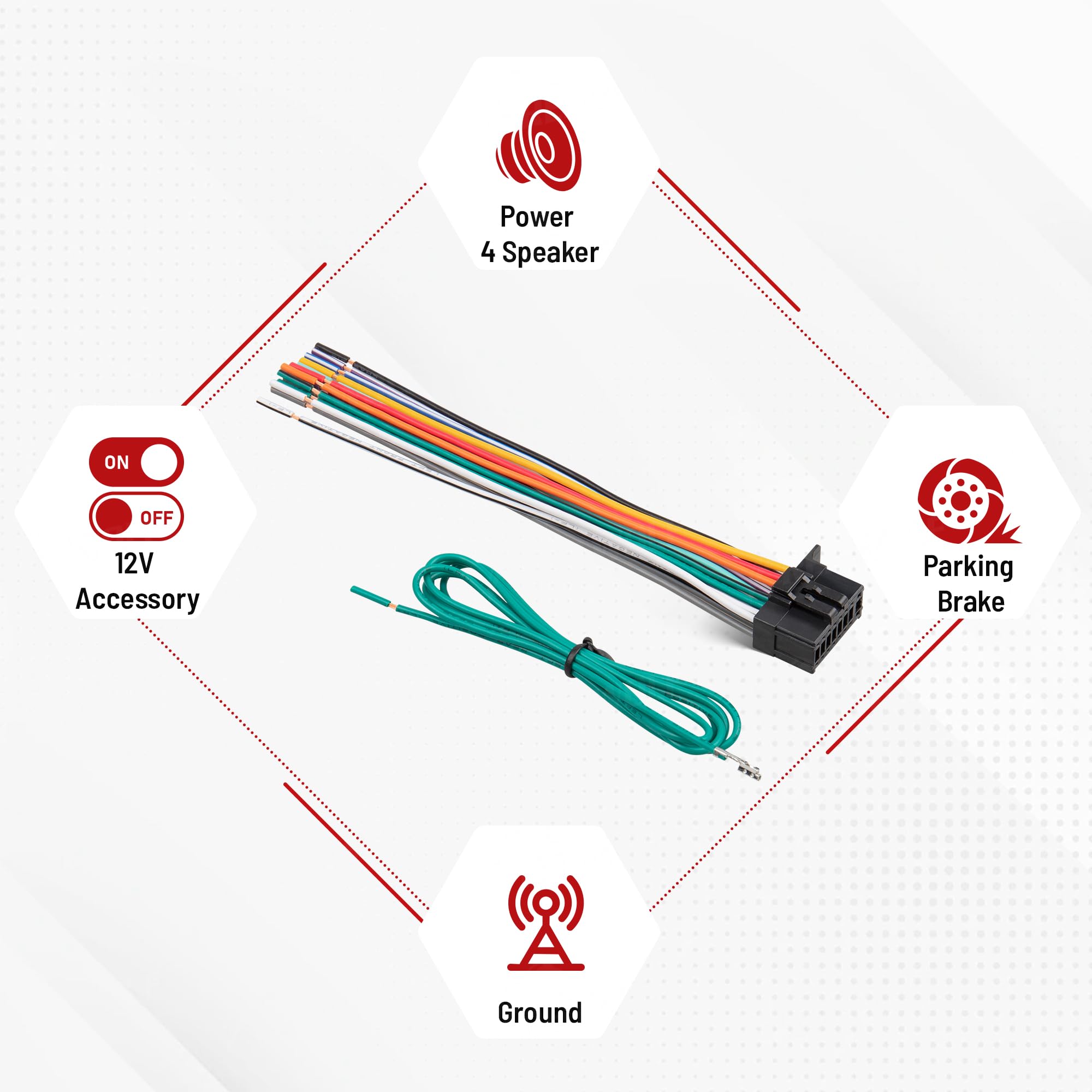 RED WOLF 16-Pin Pioneer Wiring Harness - Stereo Radio Connector Plug Cable for Aftermarket Pioneer DEH/AVH/AVIC/MVH/FH/SPH Car Stereos - Easy DIY Installation for Car Audio Upgrades