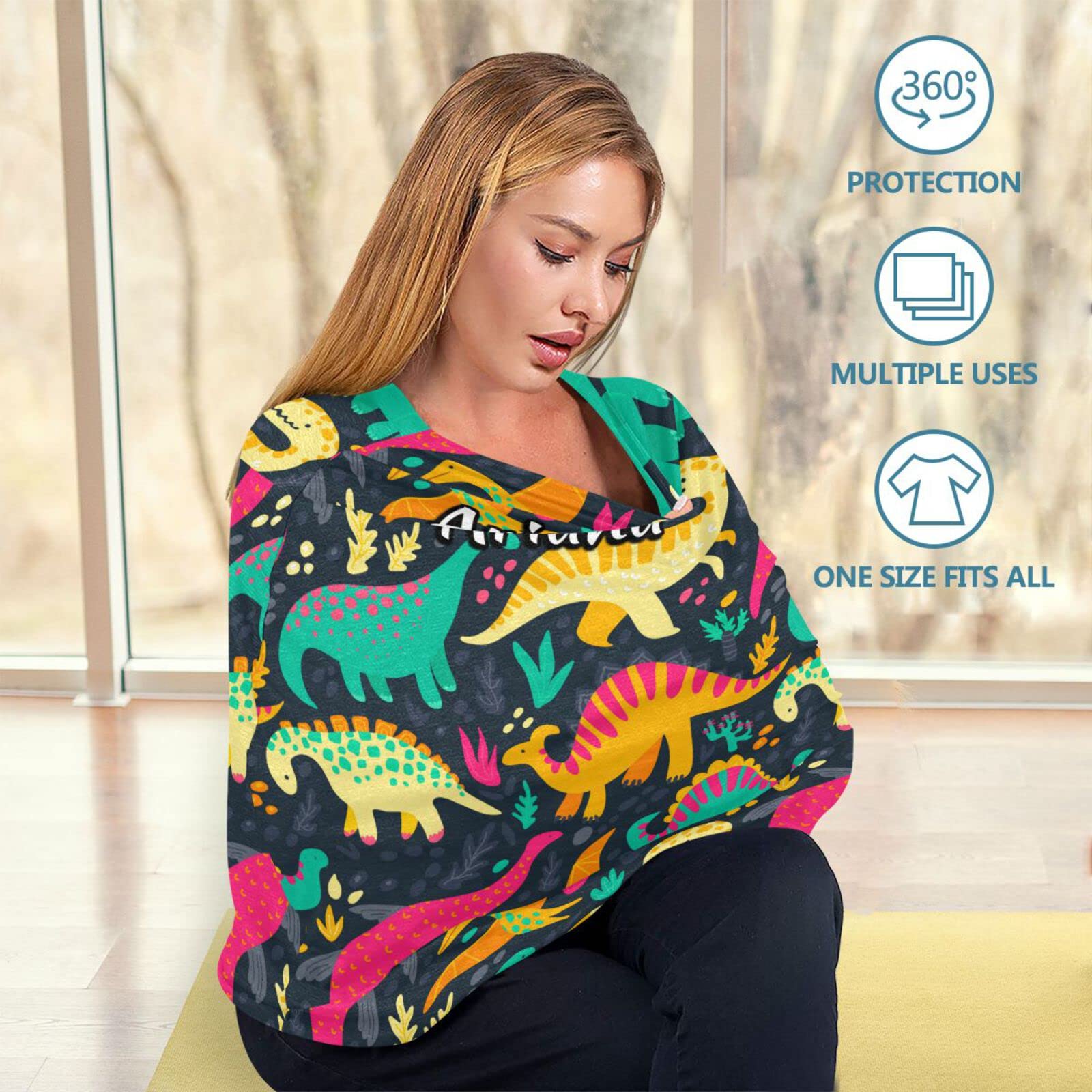 Custom Personalized Dinosaur Baby Car Seat Cover - Stretchy Infant Stroller Canopy for Boys & Girls - Multi-Use Nursing Cover & Sunshade - Perfect for Travel, Shopping & Outdoor Adventures