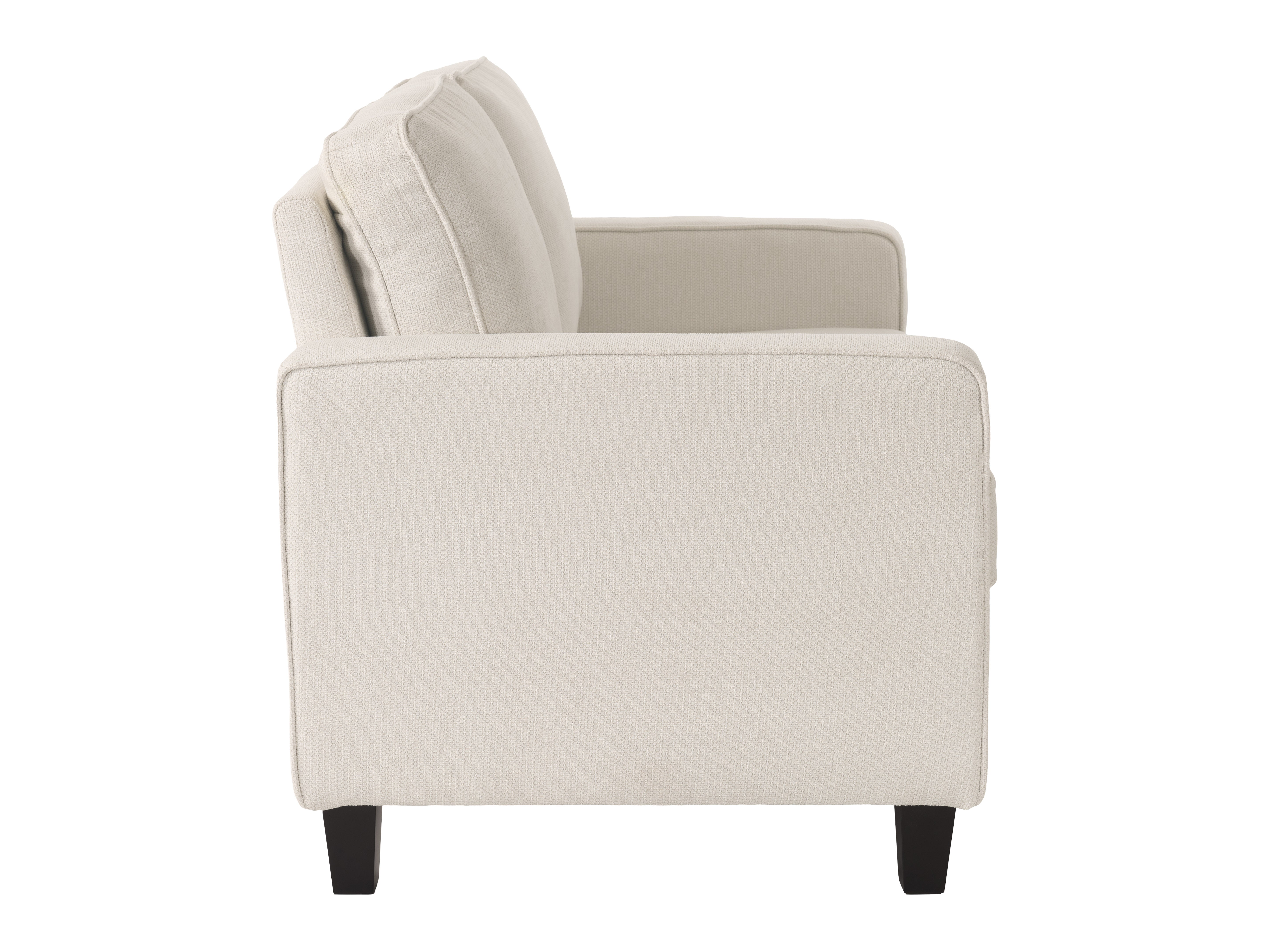 Mid Century Modern Loveseat Sofa - 2 Seater Cream Upholstered Couch for Living Room, Lounge & Office