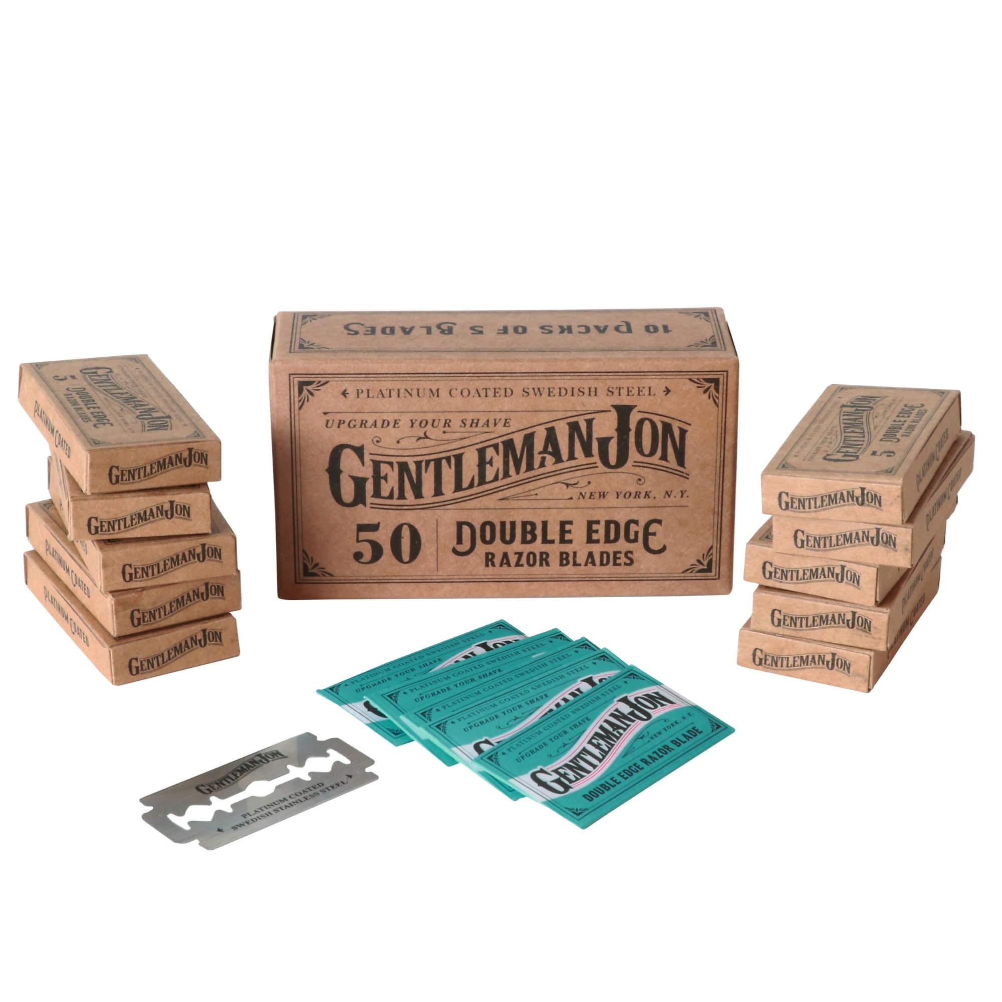 50-Pack Platinum Double Edge Razor Blades - Premium Swedish Stainless Steel Safety Razor Blades for Men - Platinum Coated for Smooth Shaving - Compatible with Most Safety Razors - Perfect for Home, Travel & Barber Shop Use