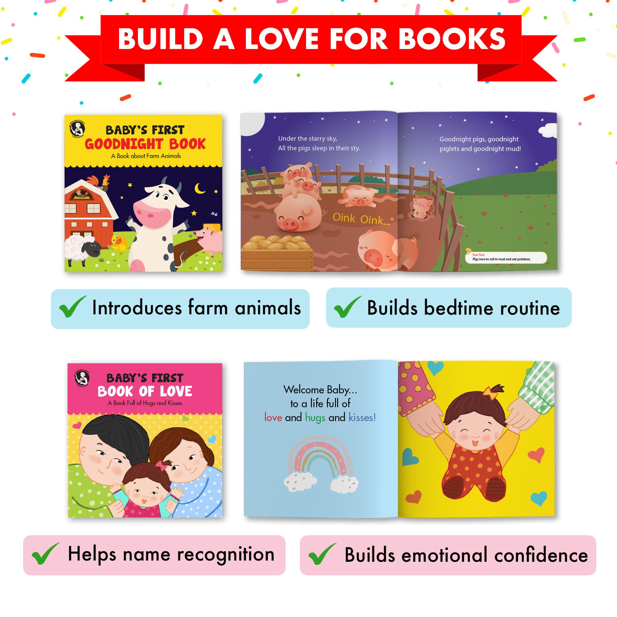 Madame Curie Baby Board Books | Toys for 0-1 Year Olds | Perfect for Newborn Learning & Play