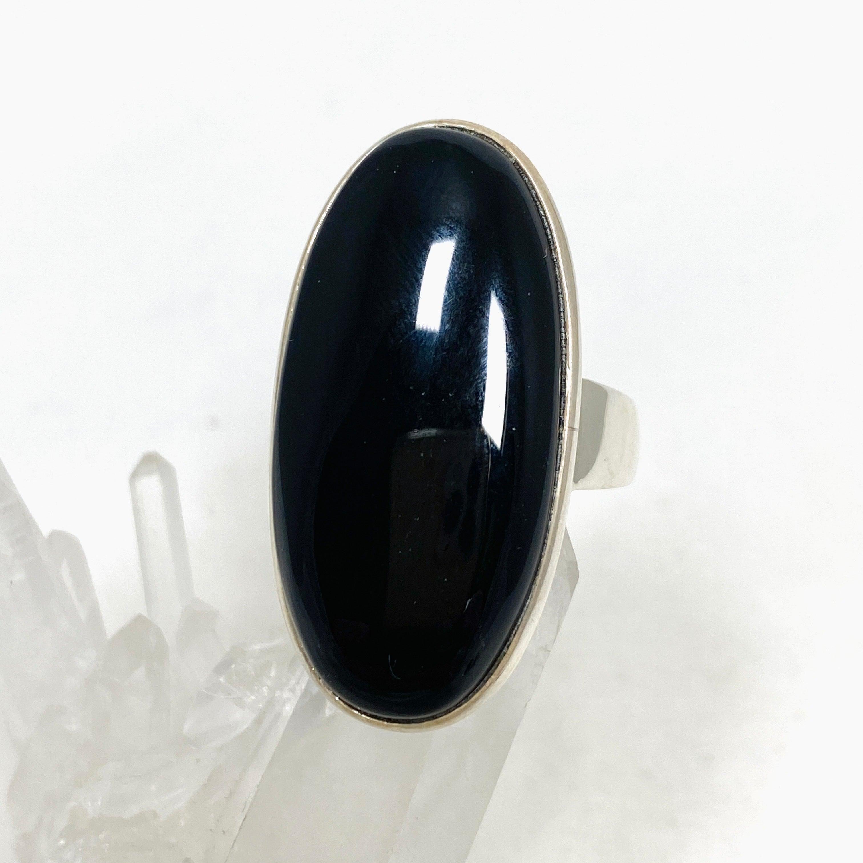 Onyx Oval Ring for Women - Size 11 Sterling Silver Gothic Jewelry PRGJ433 - Perfect for Weddings, Parties and Everyday Elegant Style