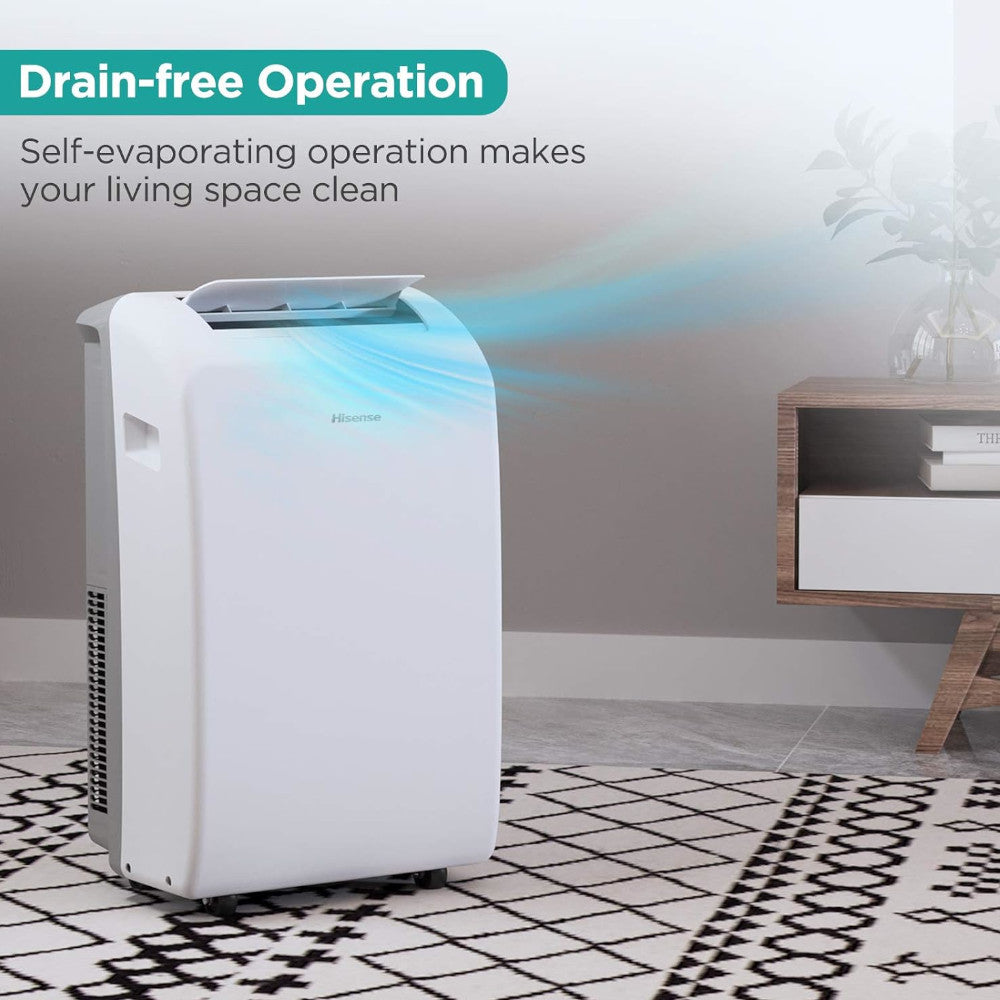 Hisense 10,500 BTU (7,000 BTU SACC) 3-in-1 Portable Air Conditioner for Rooms Up to 300 Sq Ft - Home Essentials Warranty - Perfect for Bedrooms, Living Rooms & Small Offices