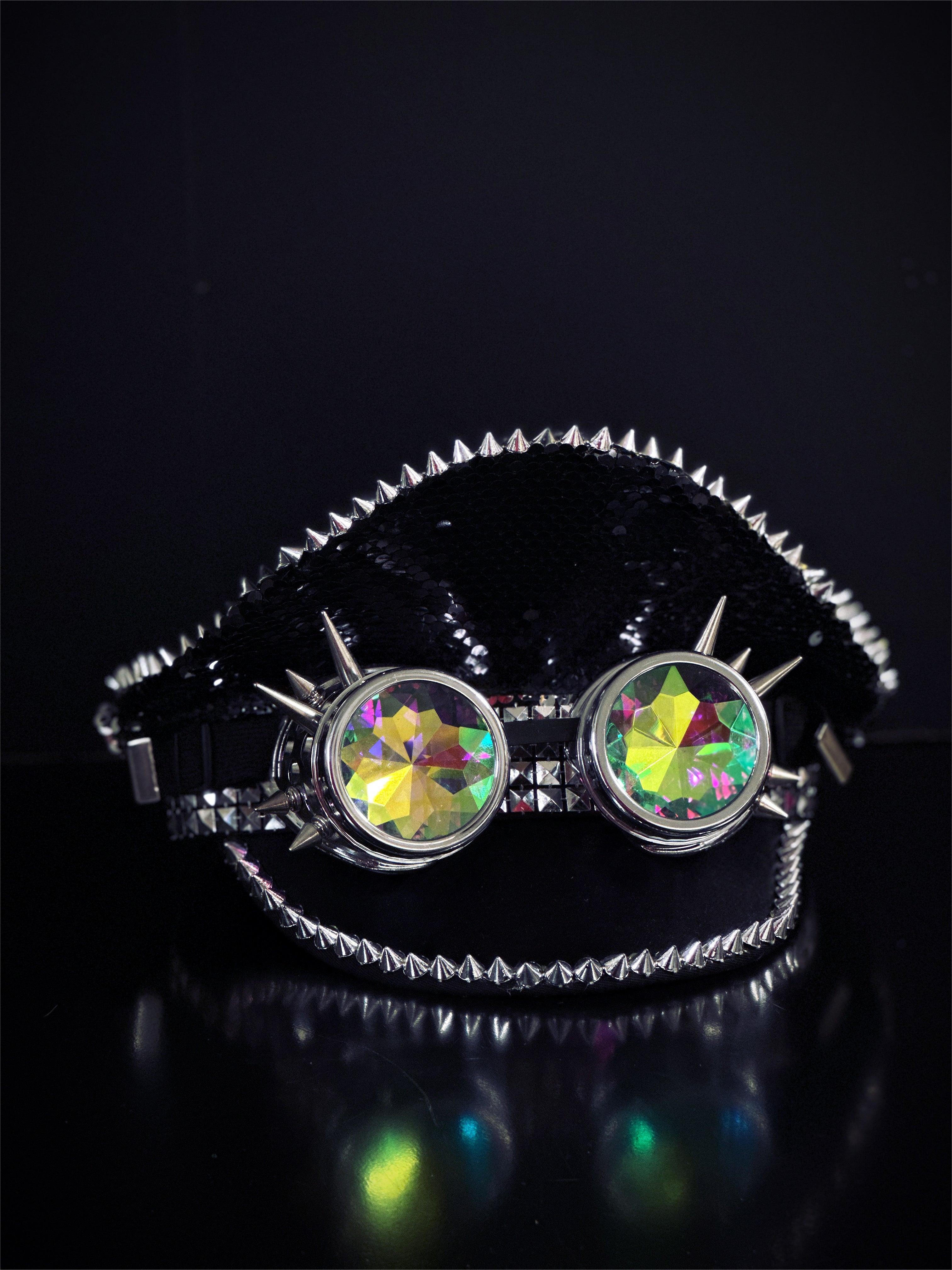 Spiked Trim Hat for Women & Men - Black & Silver Gothic Punk Fashion Accessory - Perfect for Concerts, Halloween, and Cosplay
