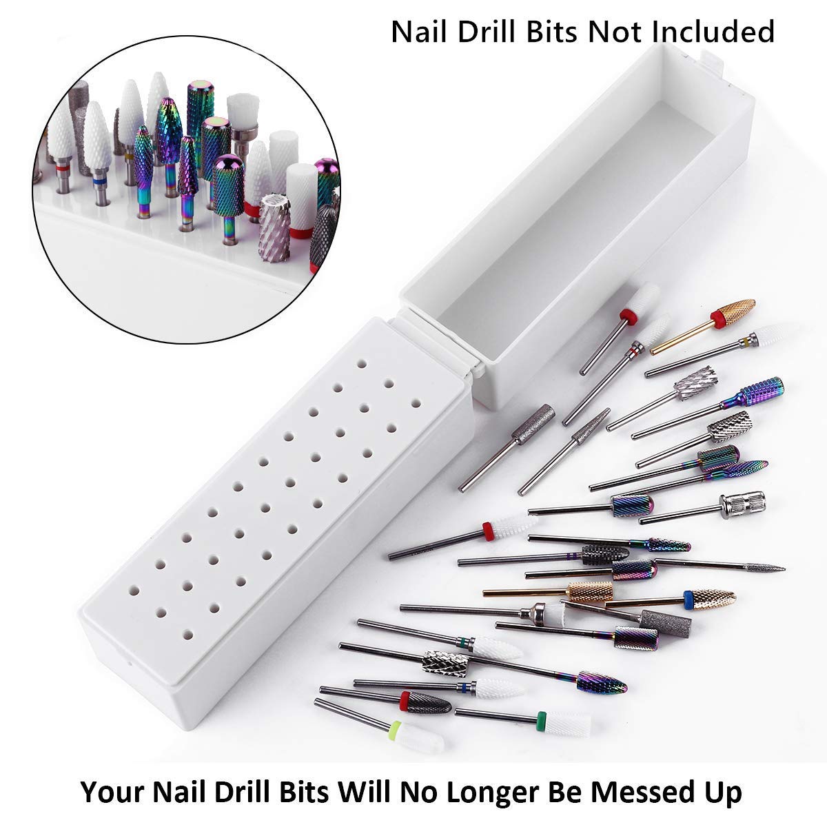 30 Holes Nail Drill Bit Holder with Dust-Proof Cover - Professional Manicure Tool Organizer for Nail Artists & Salons - Perfect for Nail Drill Storage, Display & Travel Case