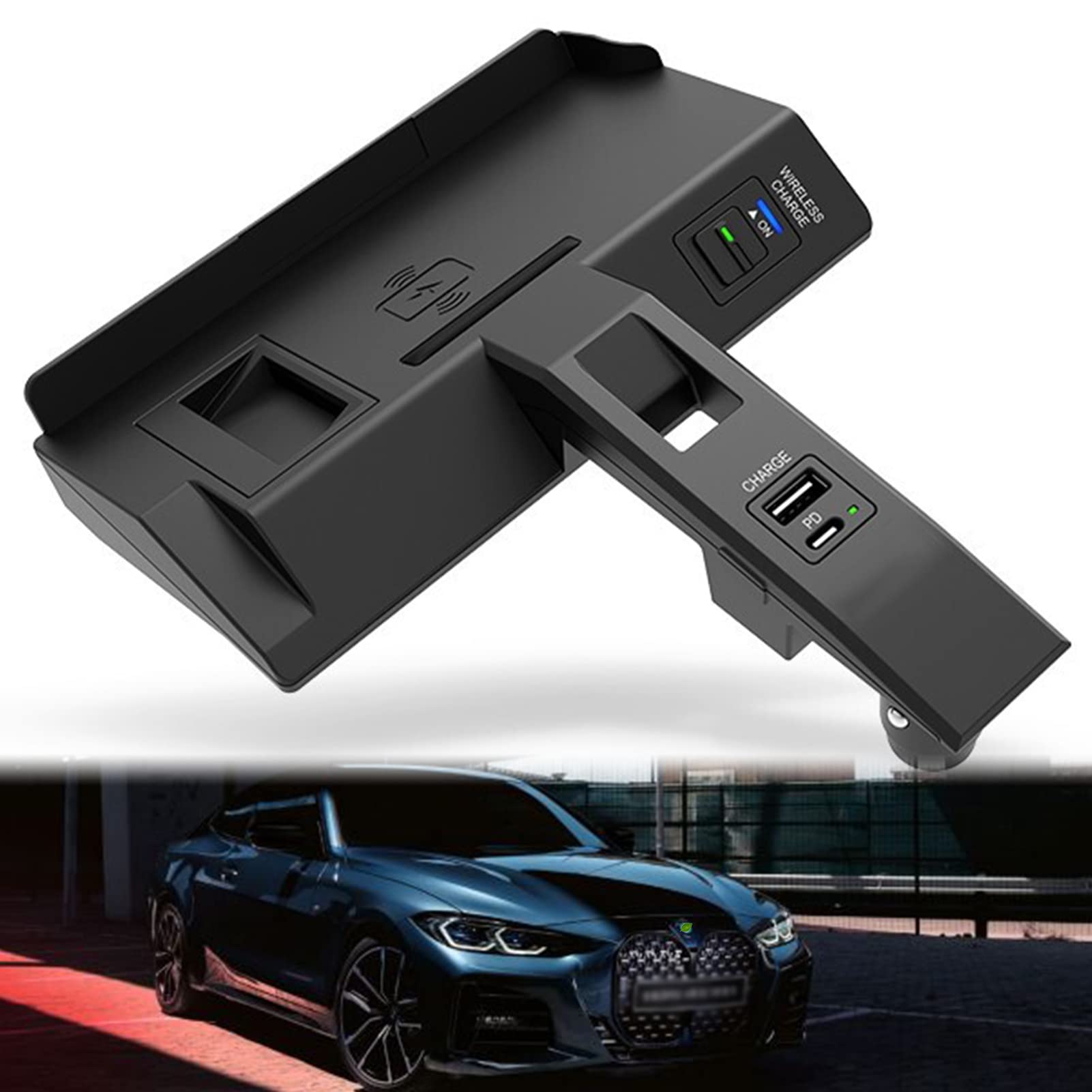 15W Wireless Car Charger for BMW 3 Series & 4 Series (2020-2022) | Fast Charging Pad with 18W PD & QC3.0 | Compatible with iPhone 13/12/11/XS/X/8 | Perfect for Road Trips & Daily Commutes