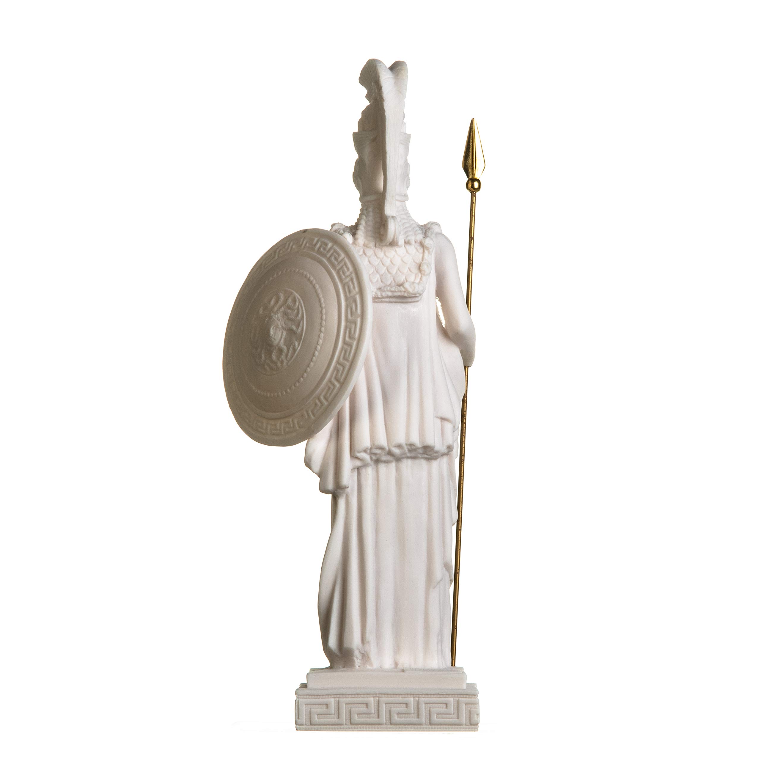 Athena Goddess of Wisdom, Handicraft & War Statue - 18.5 Inch Alabaster Sculpture with Shield | Greek Mythology Decor for Home, Office & Gift