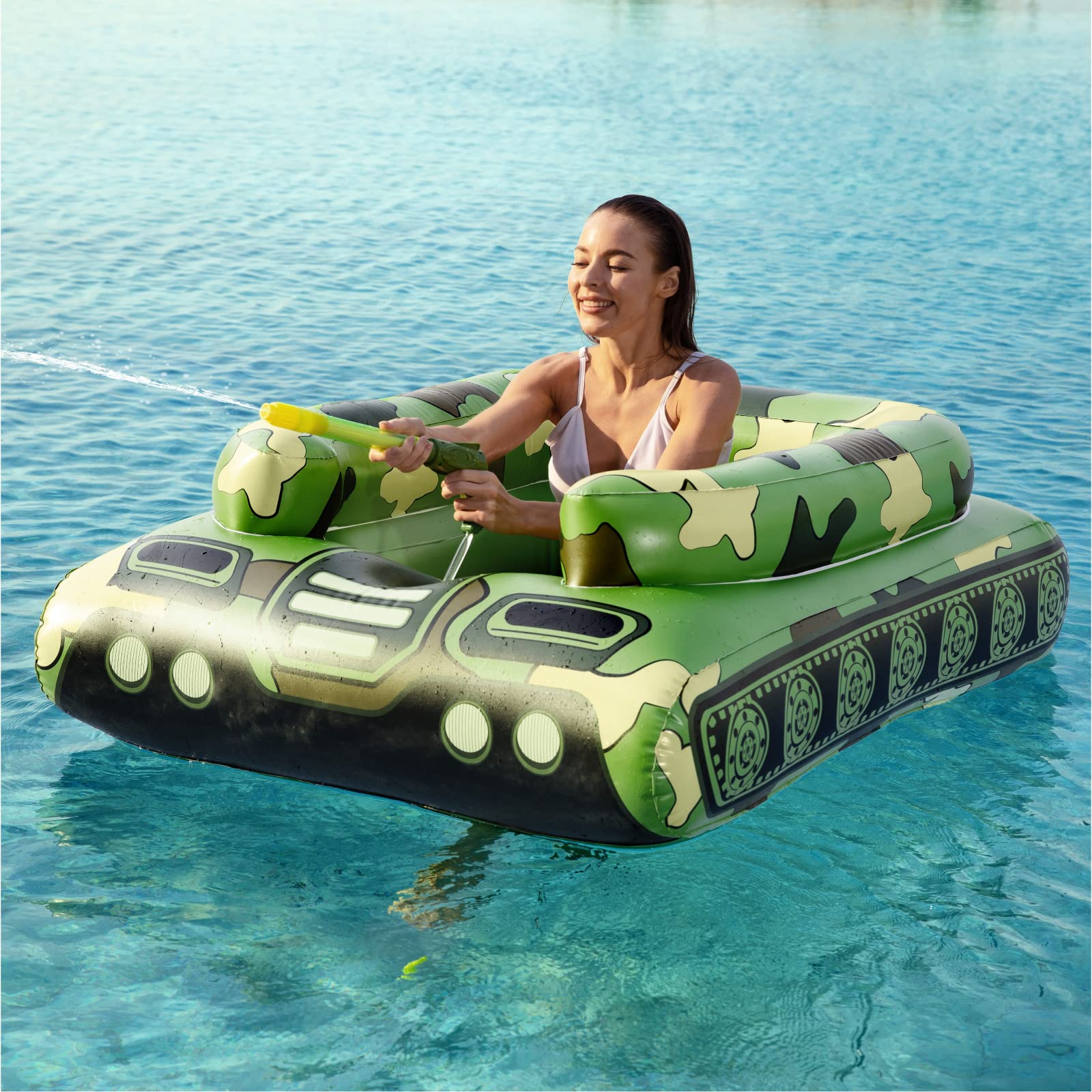**Jasonwell Inflatable Tank Pool Float with Water Cannon - Fun Swimming & Lake Floats for Kids, Boys, Girls & Adults - Perfect for Beach Parties, Pool Toys & Summer Water Play**